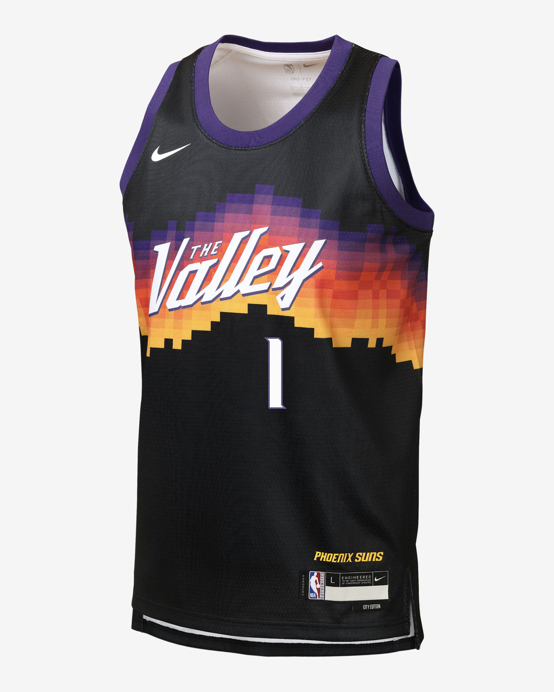 Jersey Nike de la NBA Swingman para niños talla grande Devin Booker Phoenix Suns City Edition - Negro