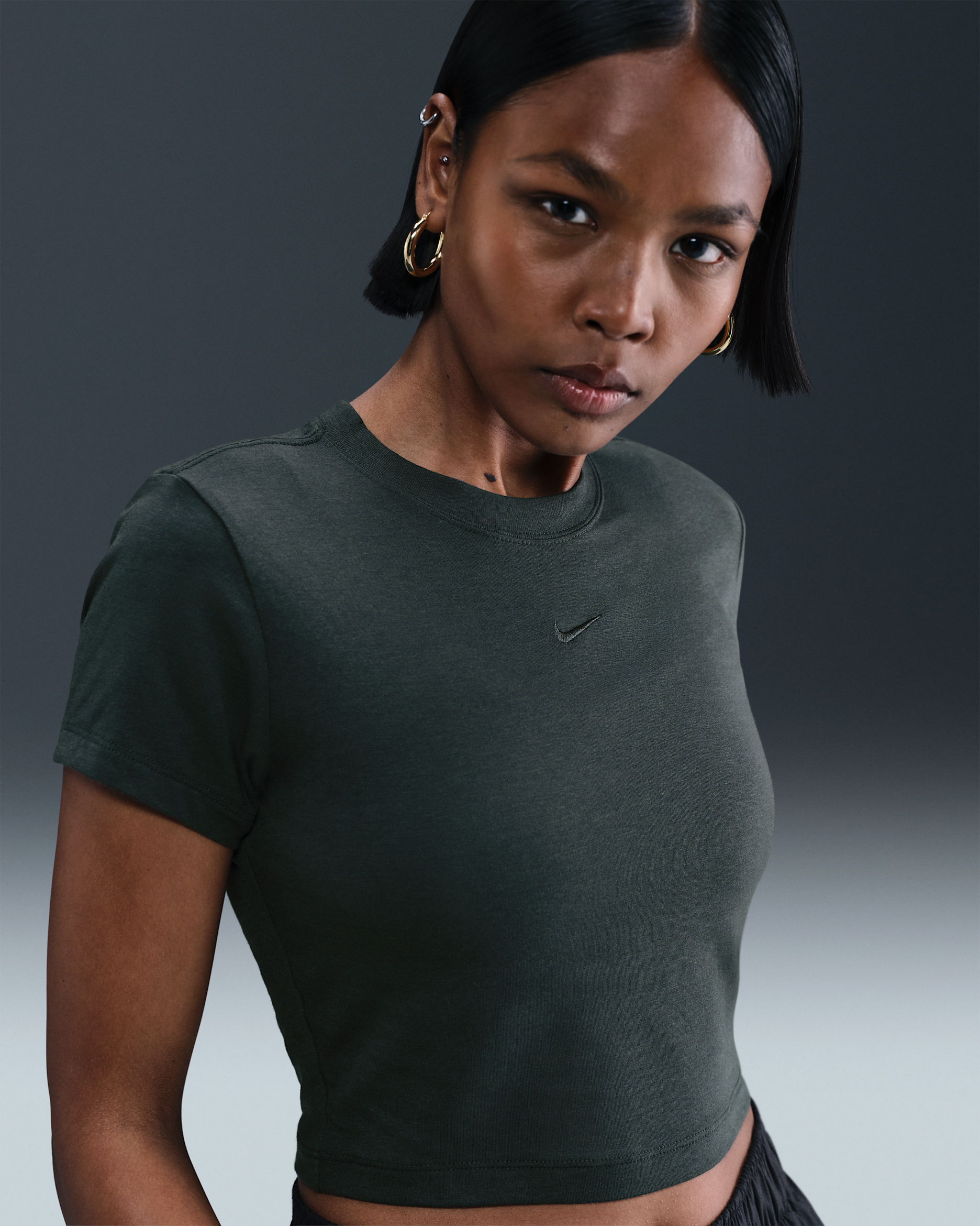 Playera cropped para mujer Nike Sportswear Chill Knit - Alga