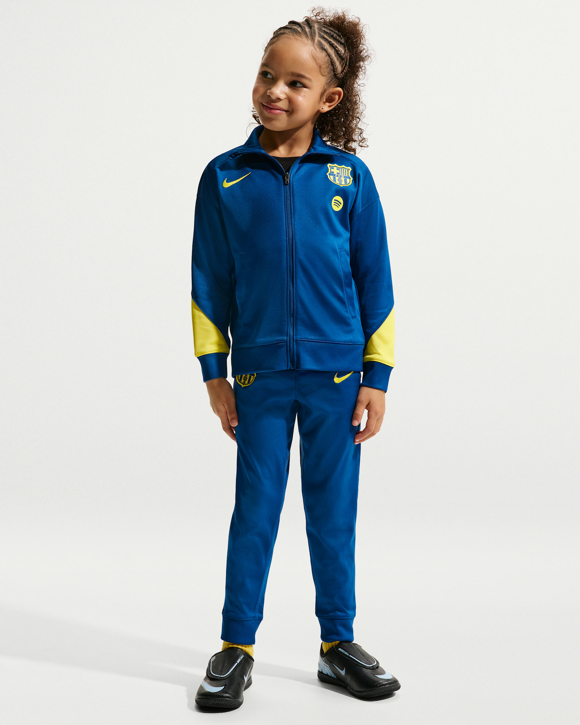 FC Barcelona Strike Fourth Younger Kids' Nike Dri-FIT Football Knit Tracksuit - Gym Blue/Opti Yellow/Opti Yellow