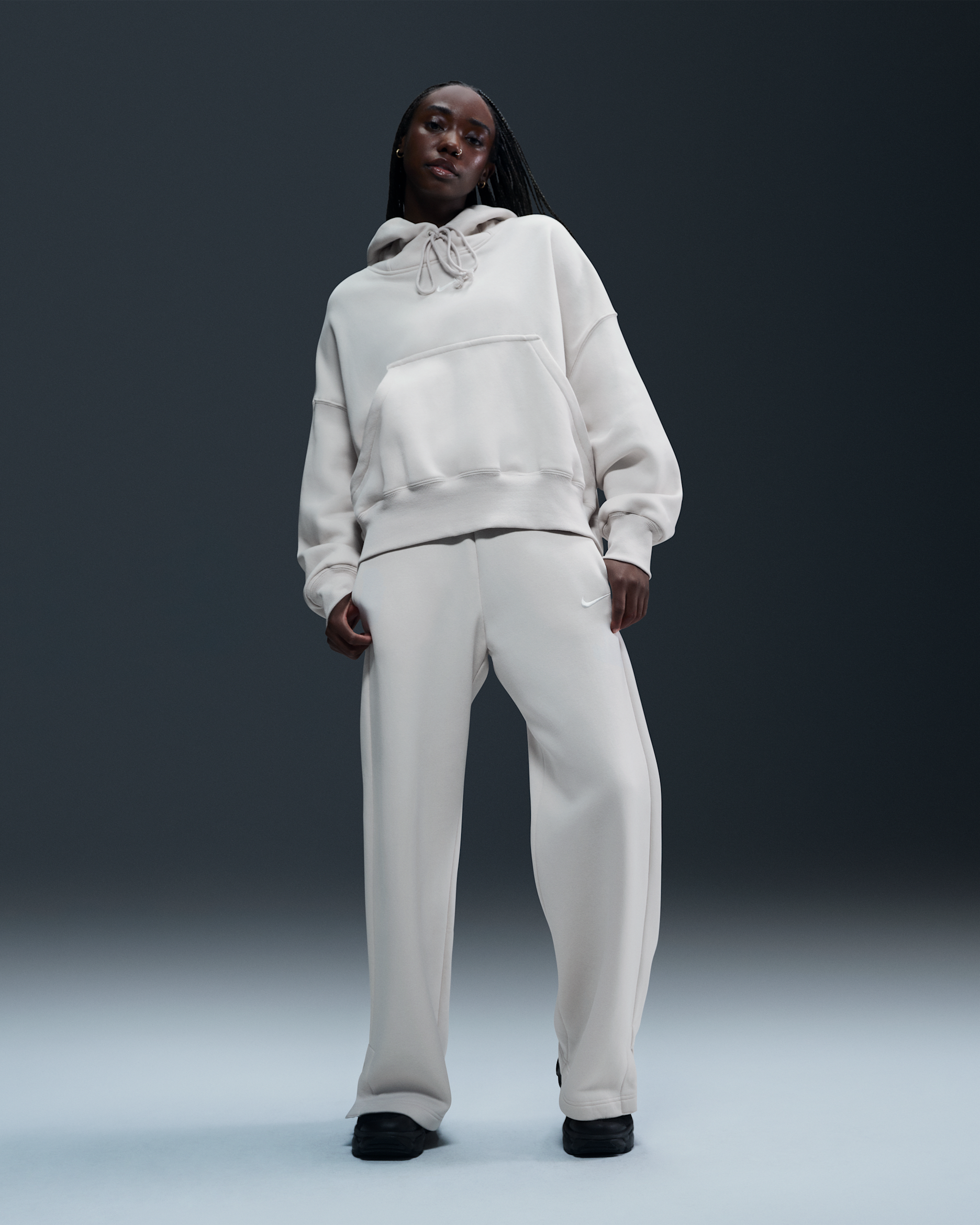 Pantalon de survêtement ample à taille haute Nike Sportswear Phoenix Fleece pour Femme - Light Orewood Brown/Sail