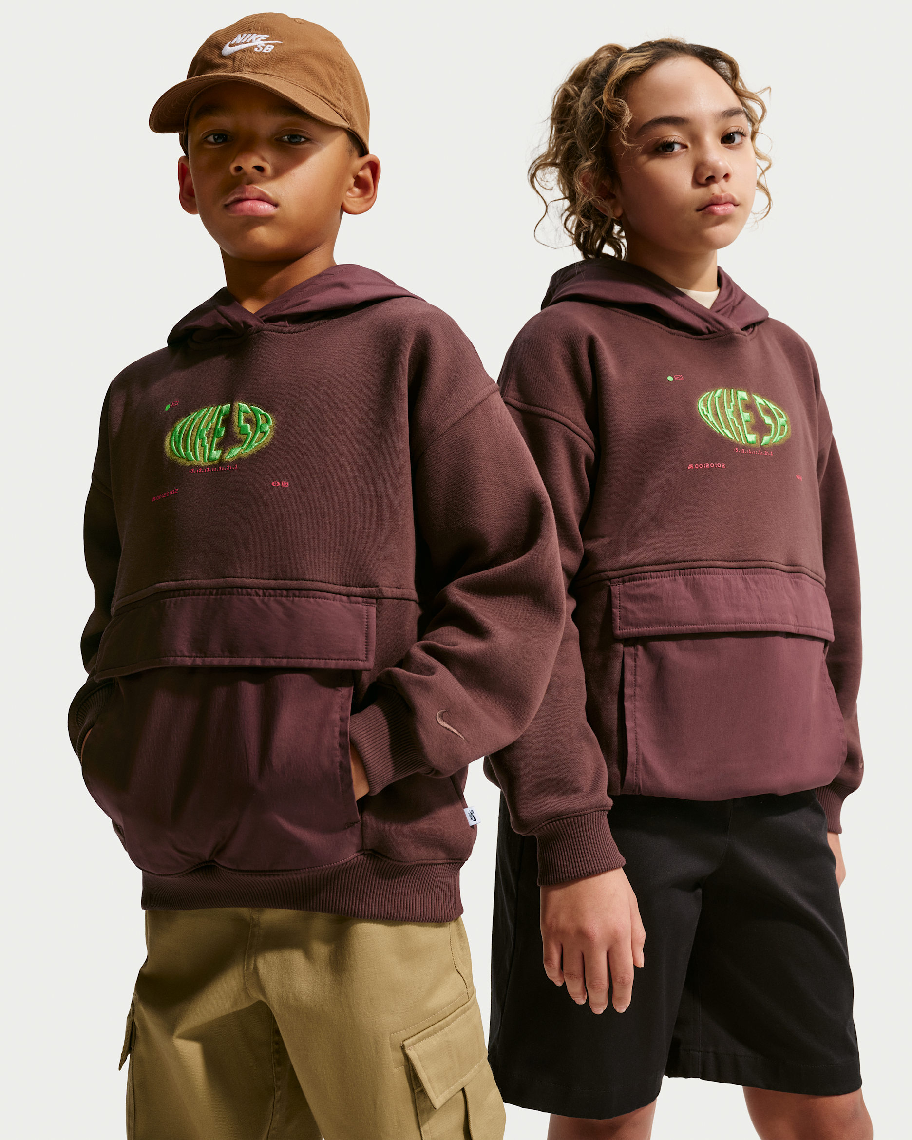 나이키 SB 주니어 풀오버 스케이트보딩 후디 - 라이트 초콜릿/라이트 초콜릿