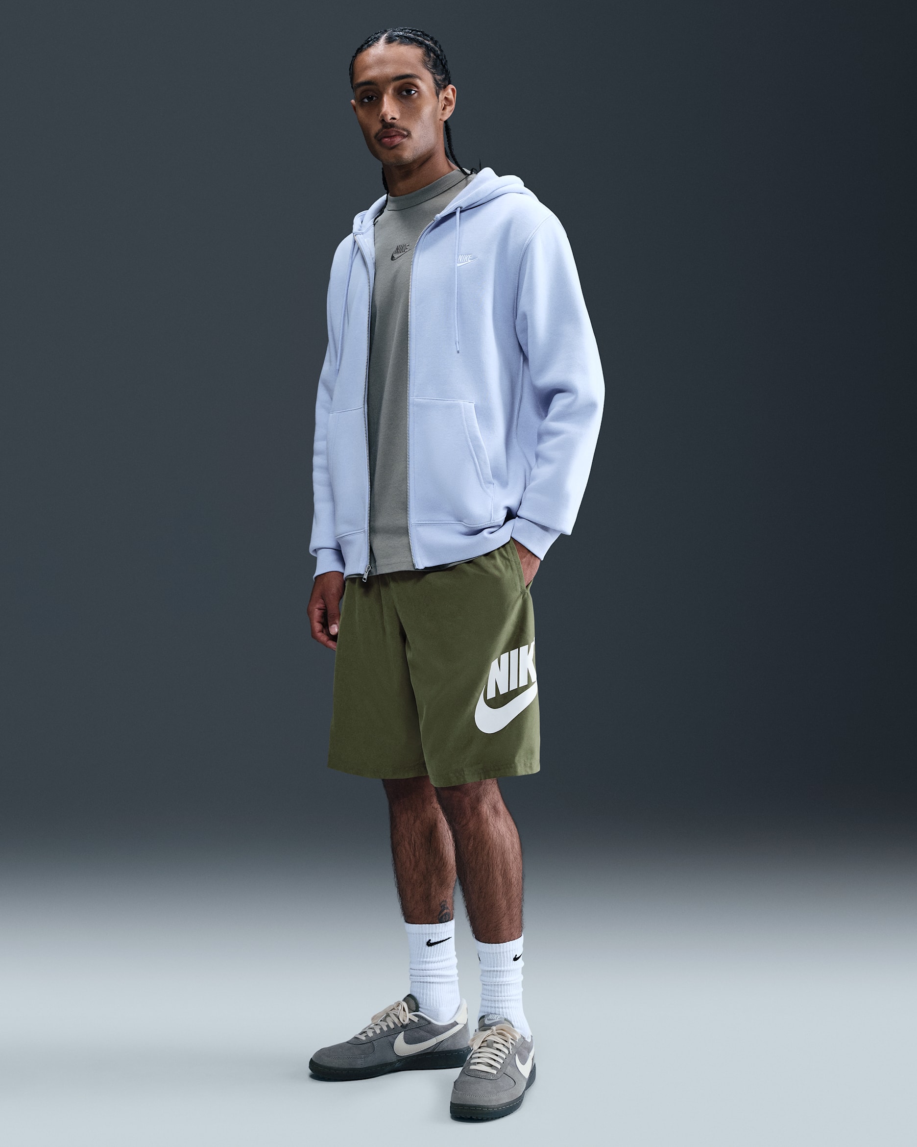 Nike Club Men's Woven Shorts - Medium Olive/White
