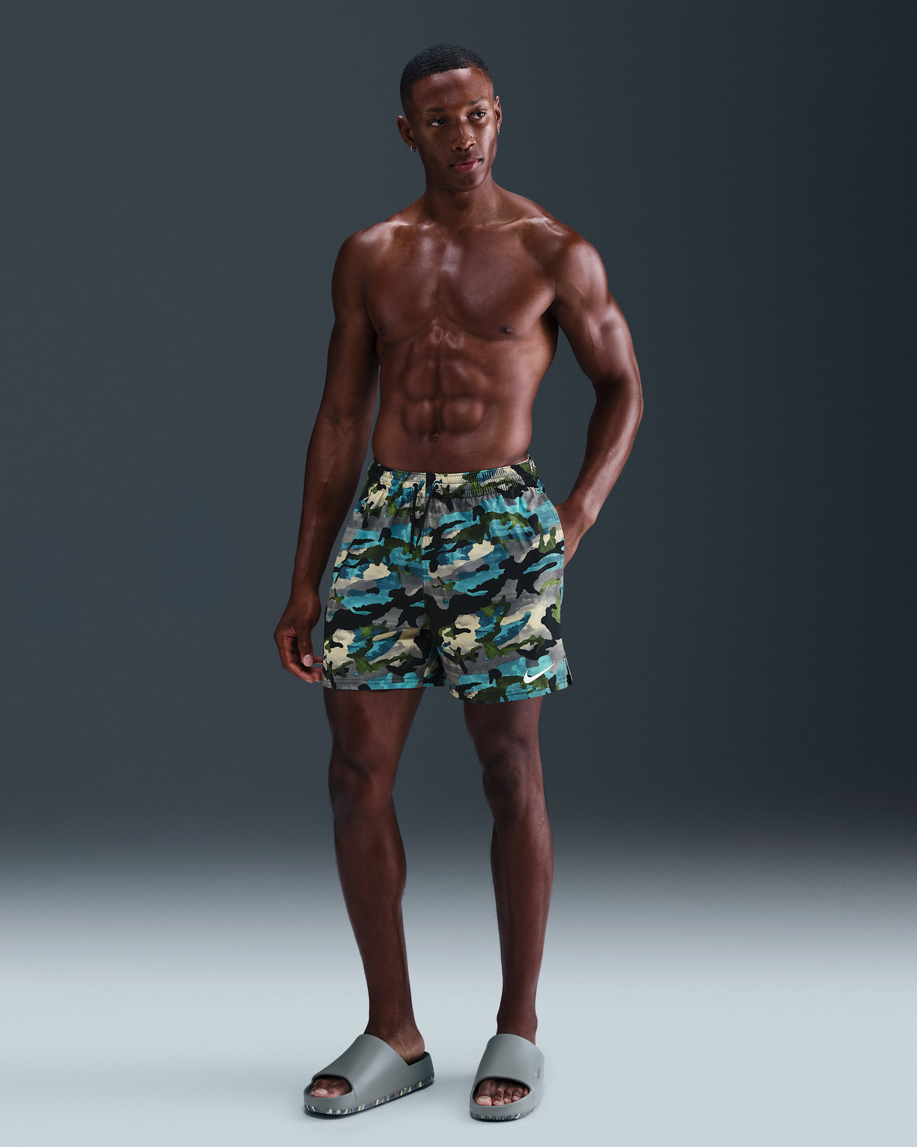 Shorts de voleibol de 13 cm Nike Classic Camo - Negro/Oro team/Clorofila/Blanco