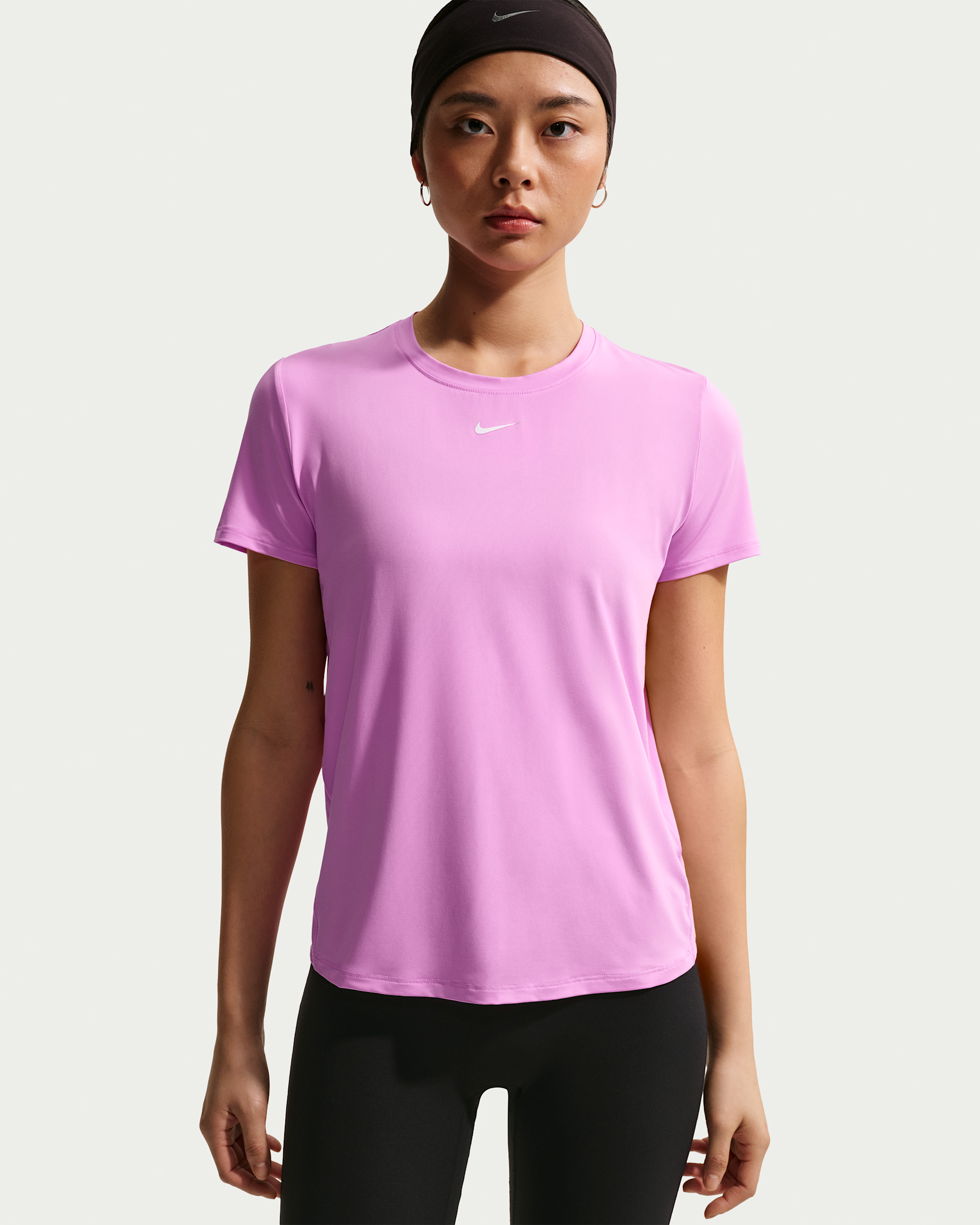 나이키 원 클래식 여성 드라이 핏 반팔 탑 - 라이트 마젠타/화이트