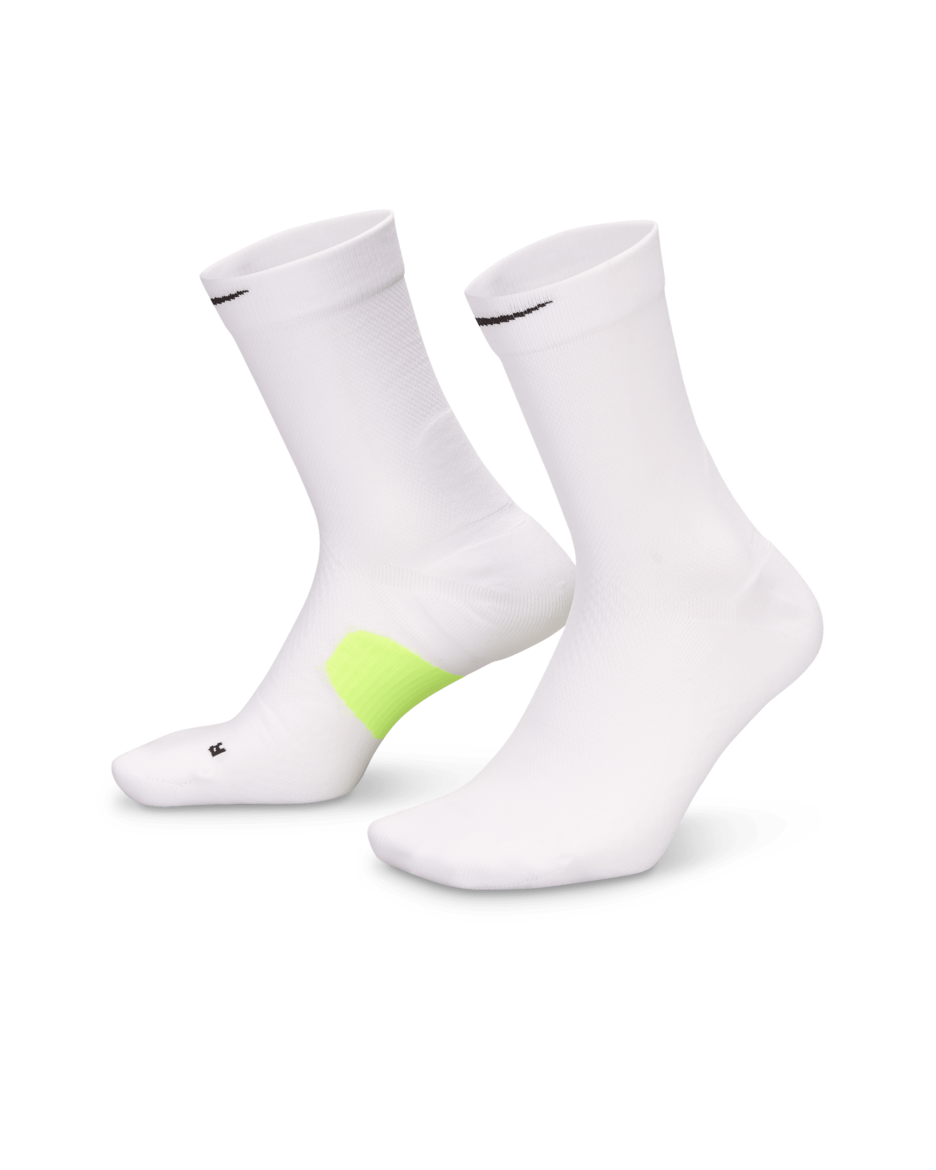 Nike Running Midweight Crew Socks (1 Pair) - White/Volt/Black