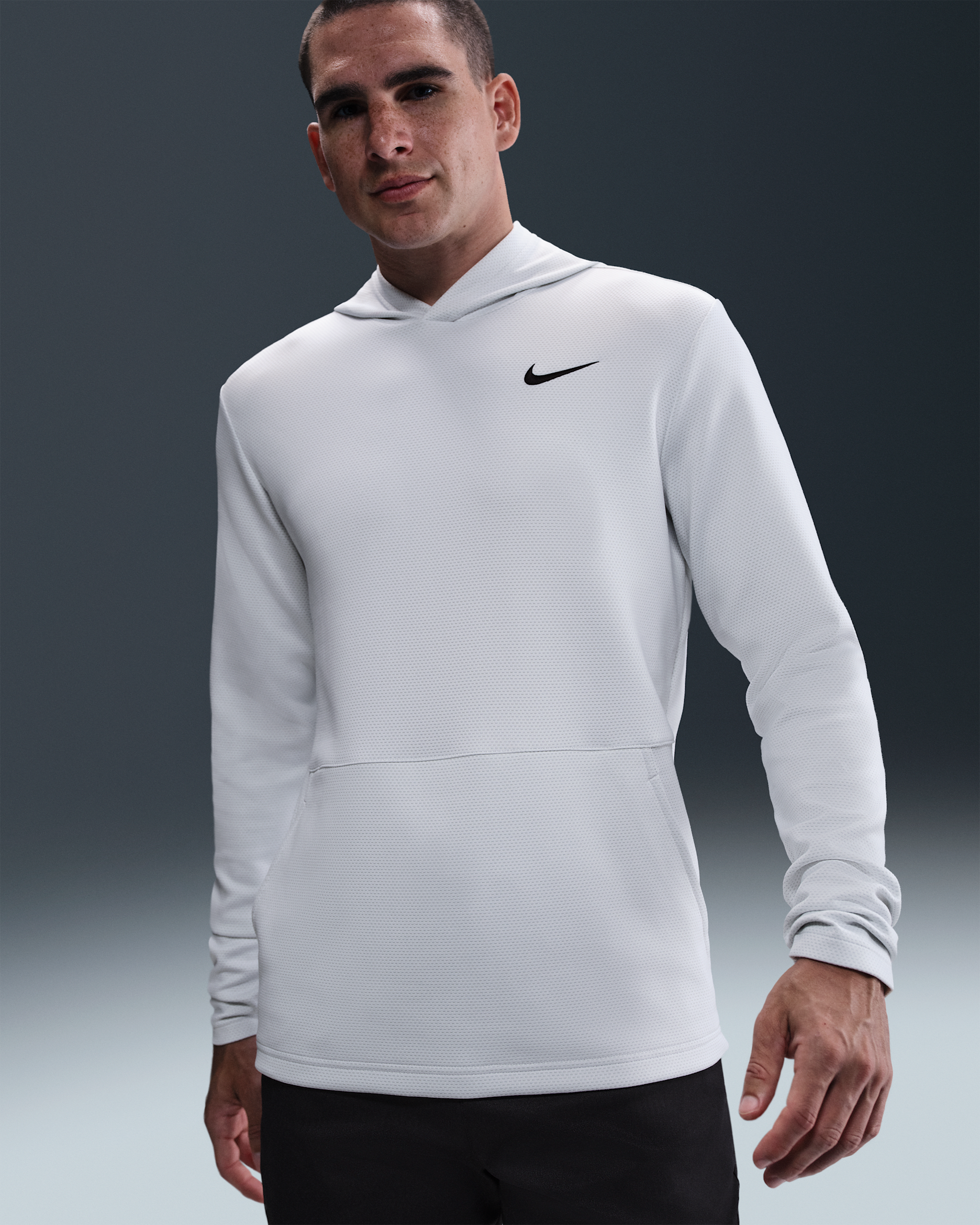 Nike Victory Men's Dri-FIT Therma Flex Golf Hoodie - White/Pure Platinum/Black