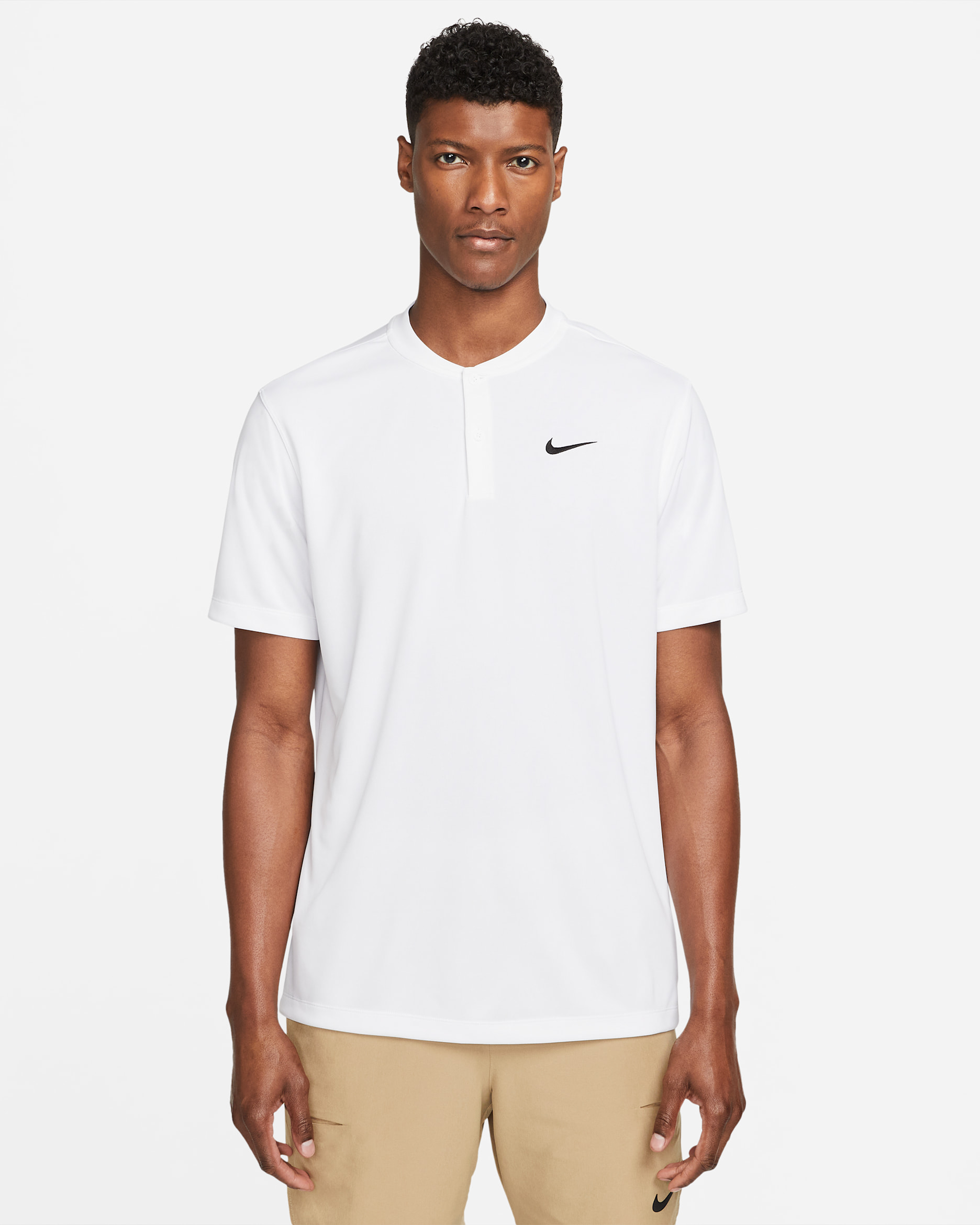 Polo de cuello en v de tenis para hombre NikeCourt Dri-FIT - Blanco/Negro