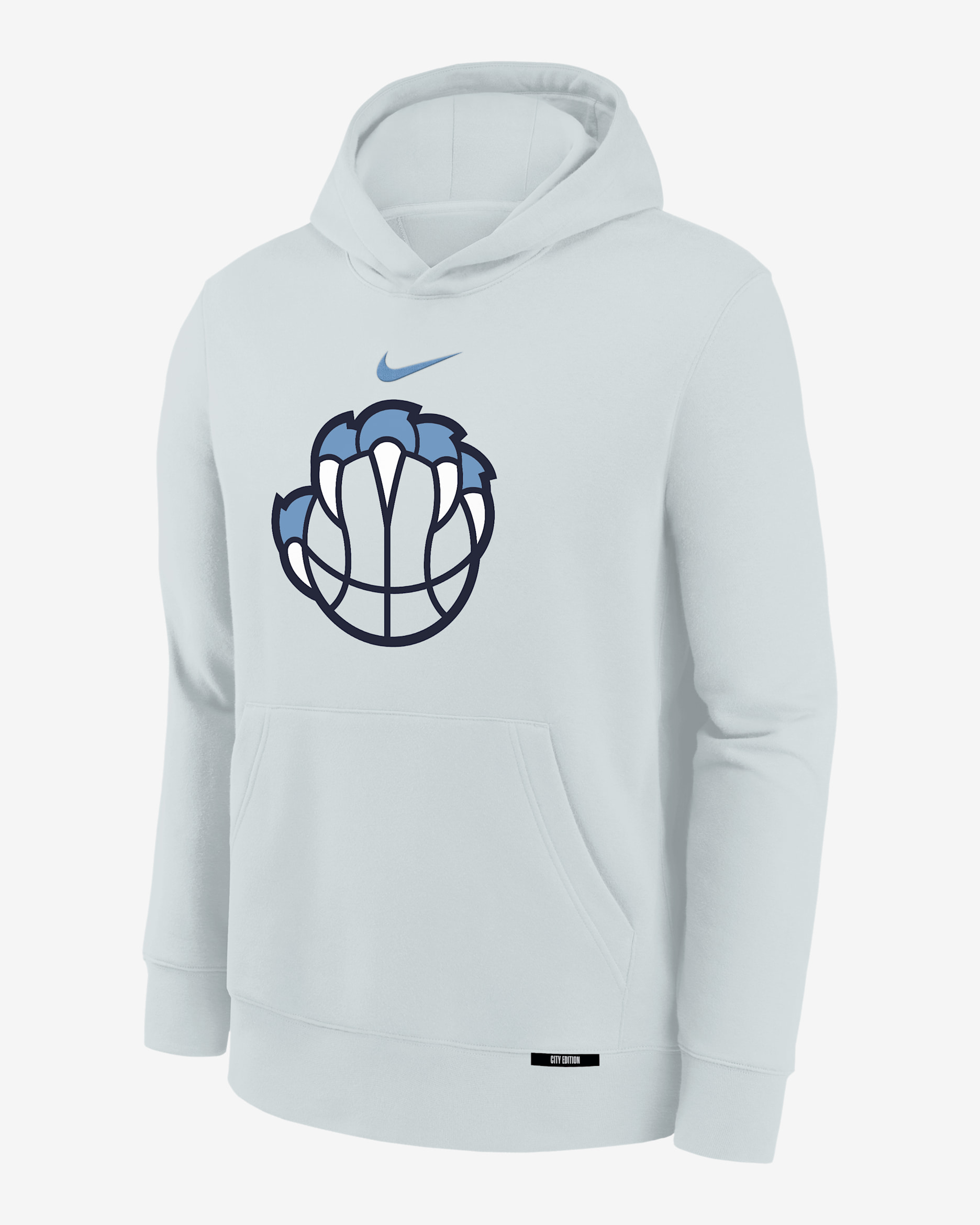 Sudadera con gorro de tejido Fleece para niños talla grande de los Memphis Grizzlies Club Fleece City Edition - Platino puro