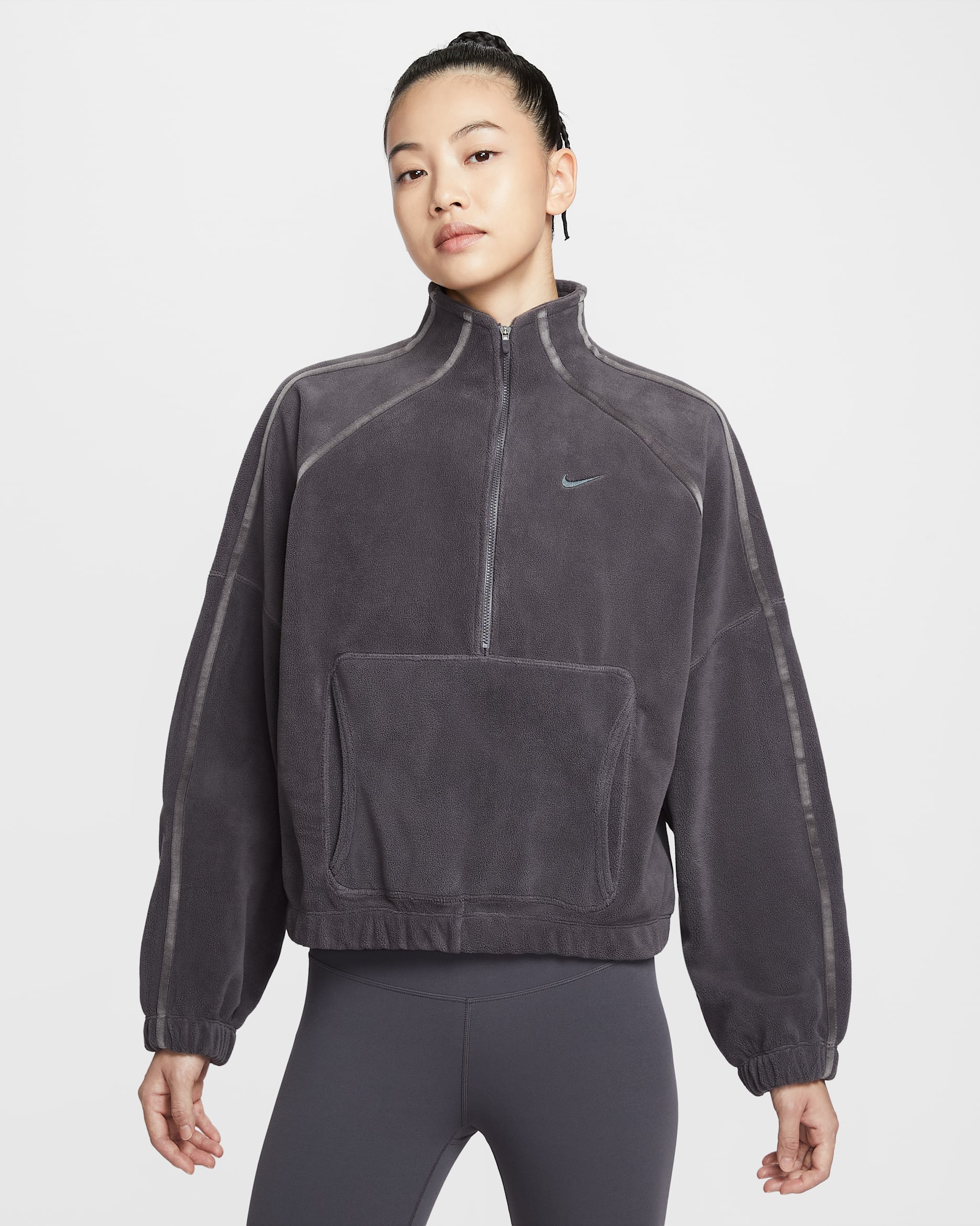 Nike One Women's Therma-FIT 1/2-Zip Top - Thunder Grey/Dark Shadow