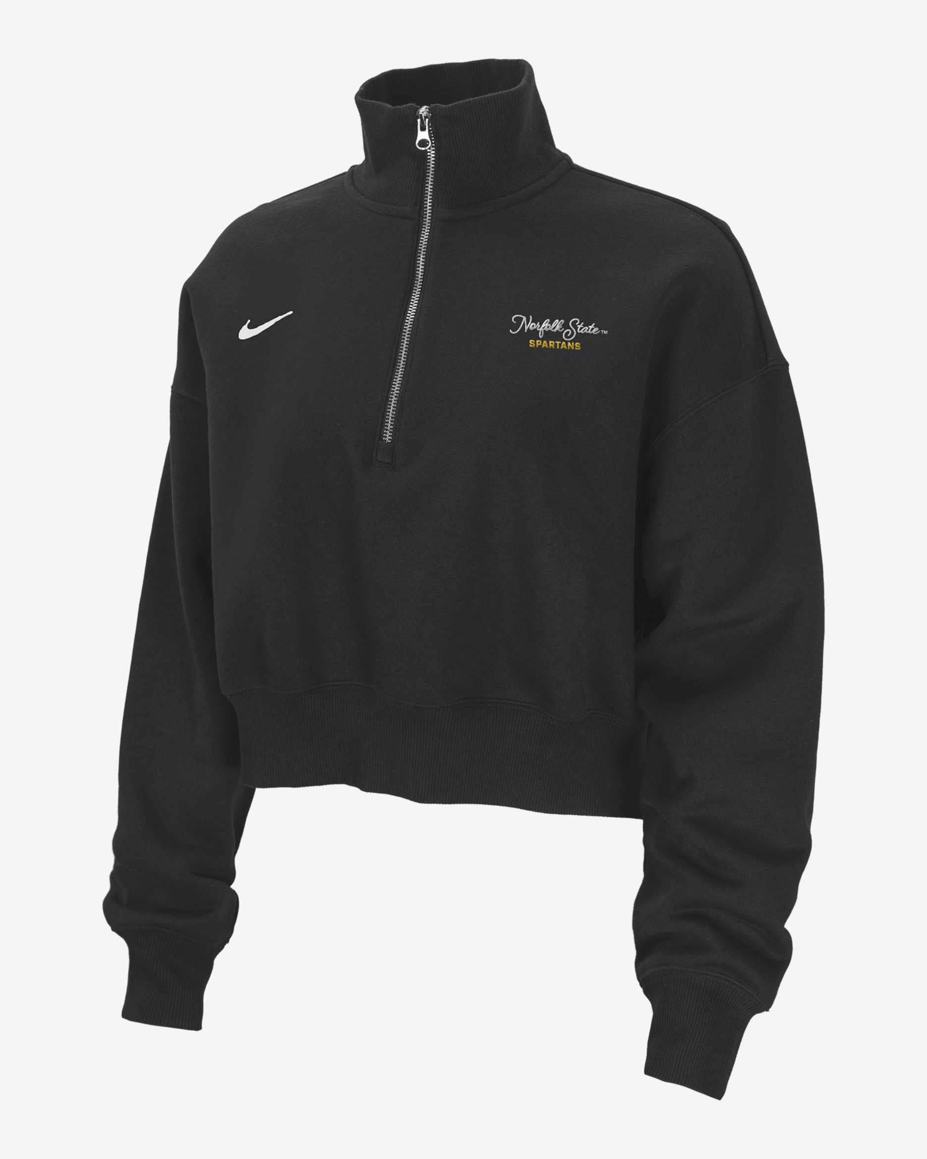 Nike College Phoenix Fleece (Norfolk State University) Women's Cropped 1/4-Zip Pullover - Black