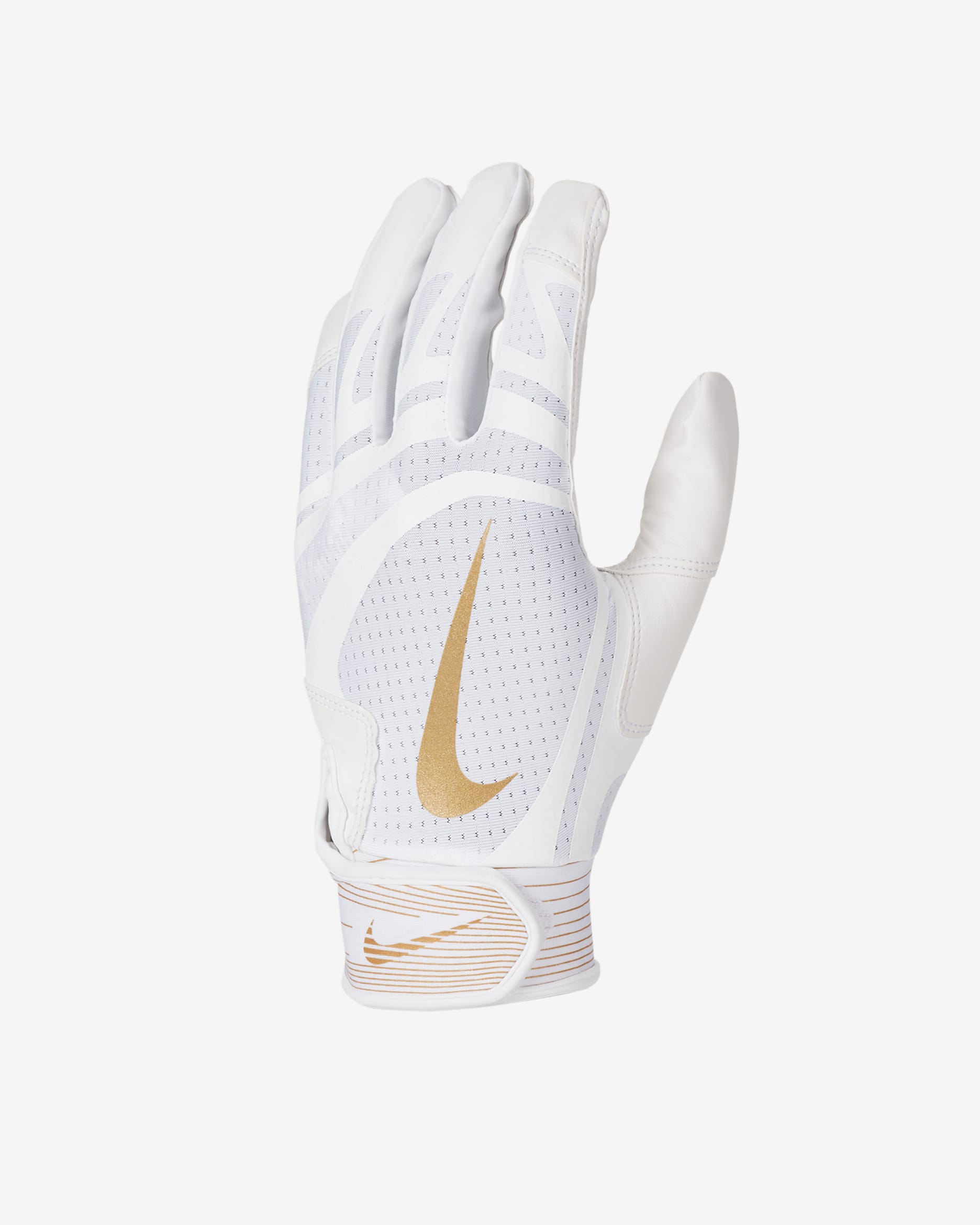 Nike Alpha Huarache Edge Baseball Batting Gloves (1 Pair) - White/White/White/Gold