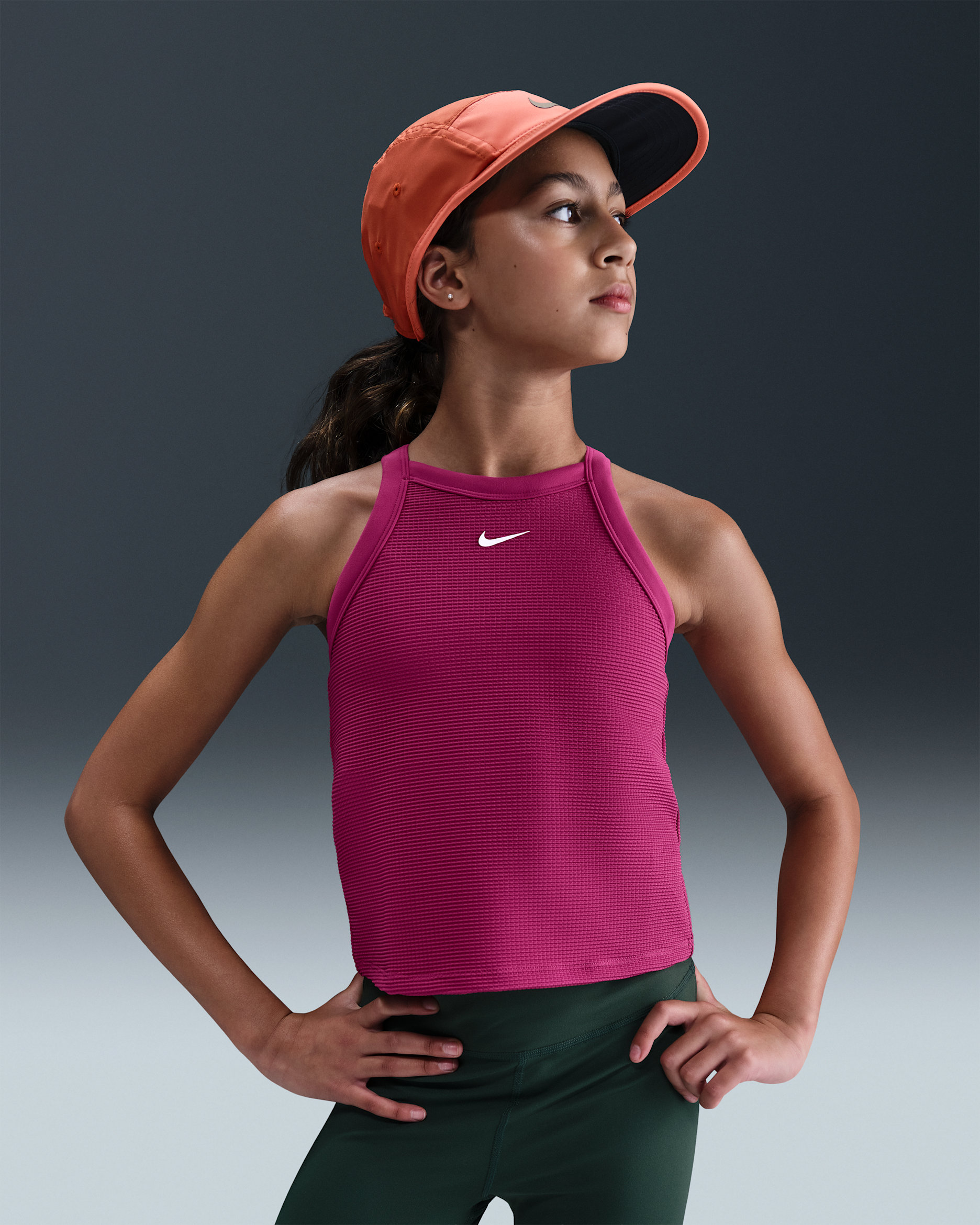 Nike Girls' High-Neck Tank Top - Sweet Beet/White