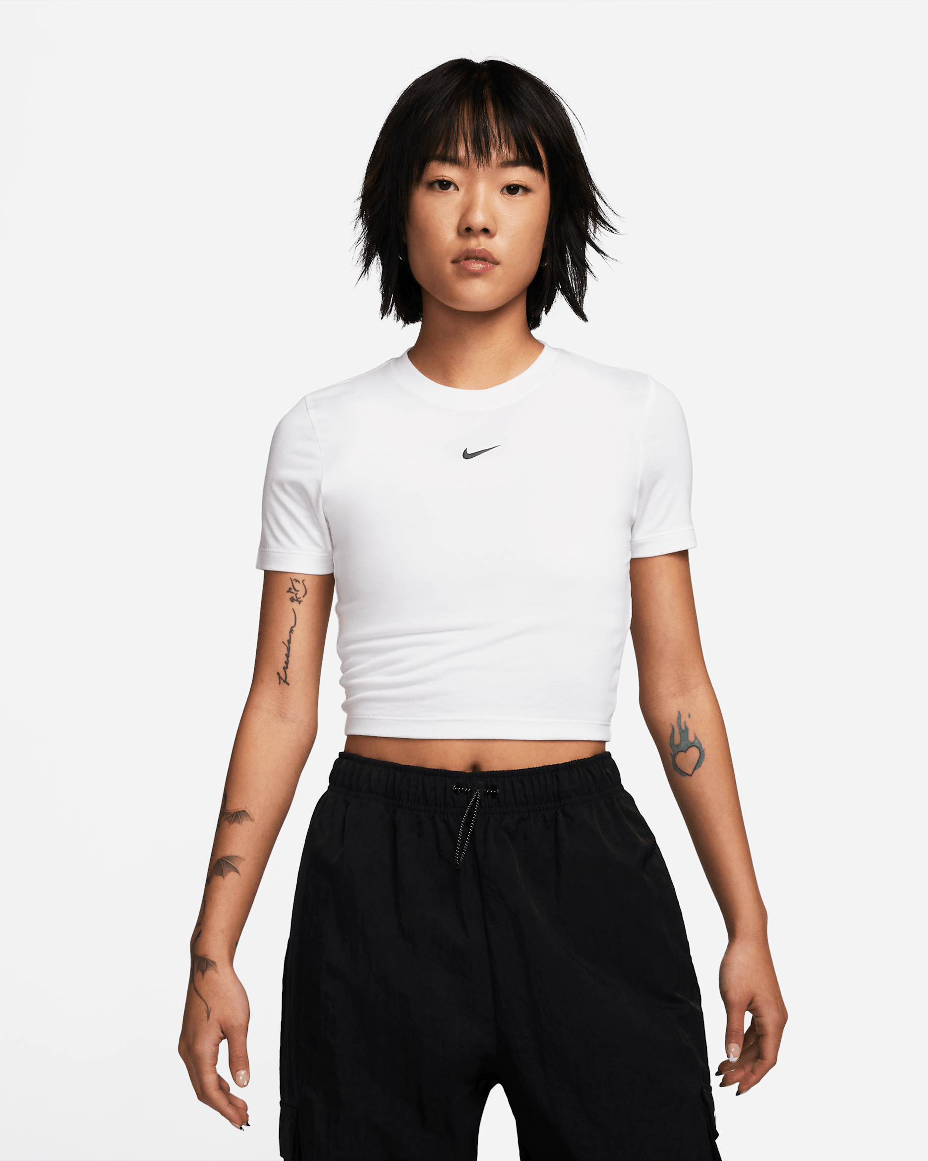 Nike Sportswear Essential Women's Slim-fit Crop T-Shirt - White/Black