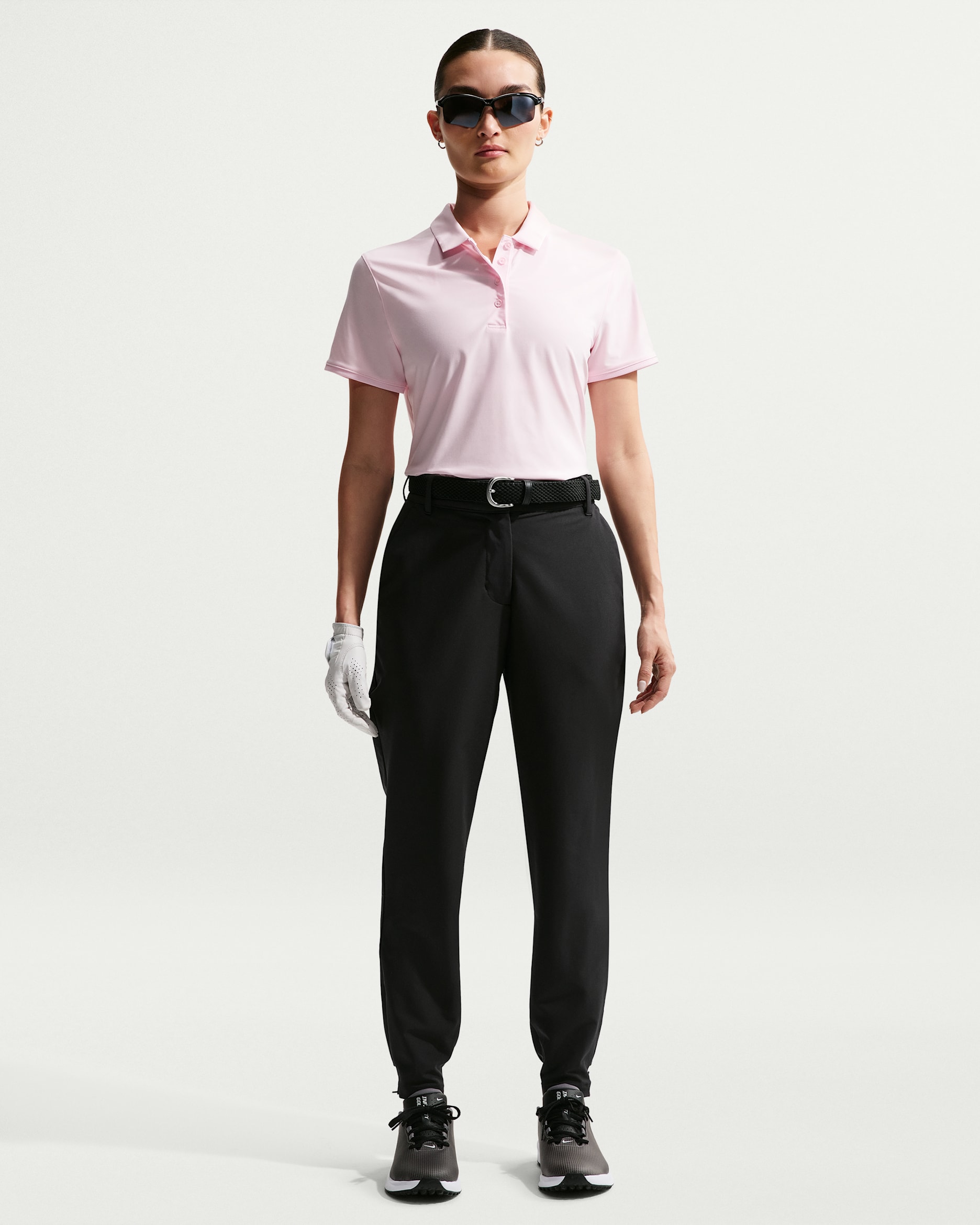 나이키 골프 클럽 여성 리펠 슬림 미드라이즈 골프 팬츠 - 블랙/화이트