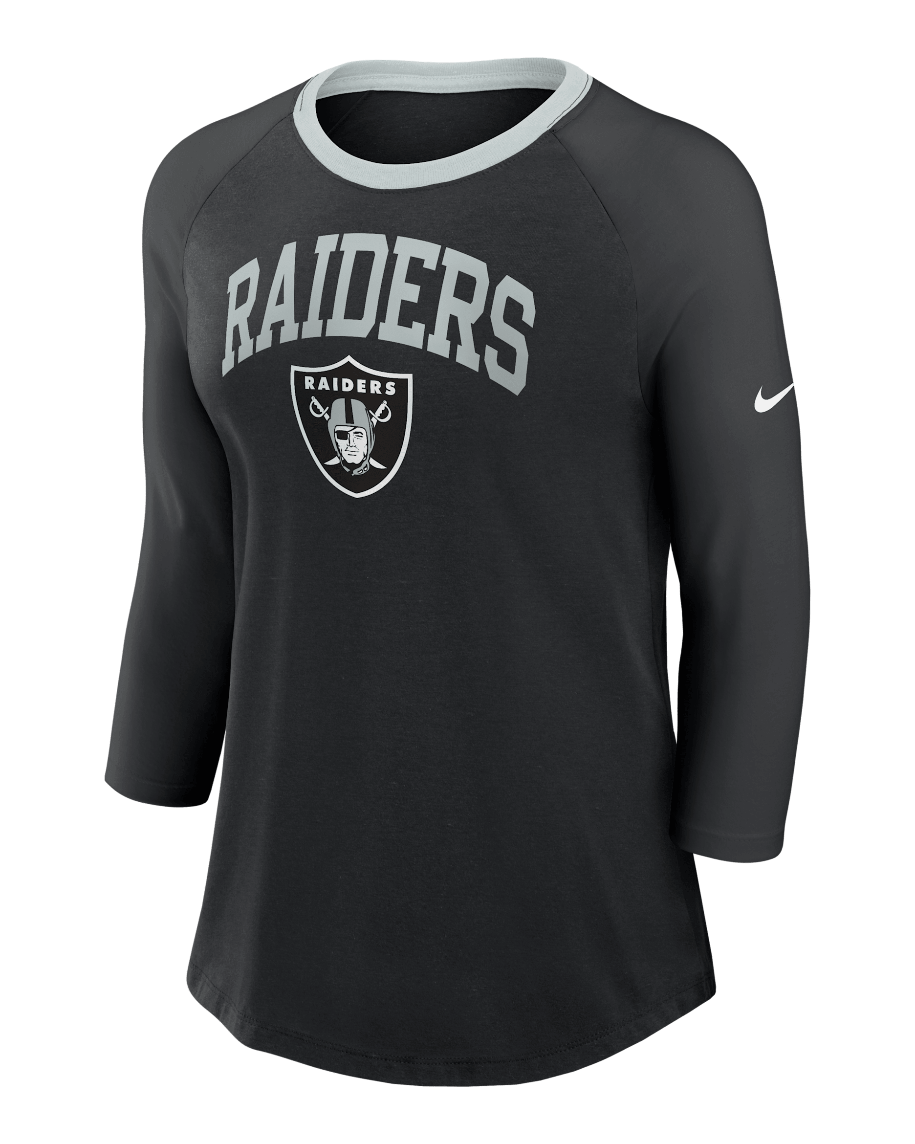Las Vegas Raiders Women's Nike NFL 3/4-Sleeve T-Shirt - Black/Black