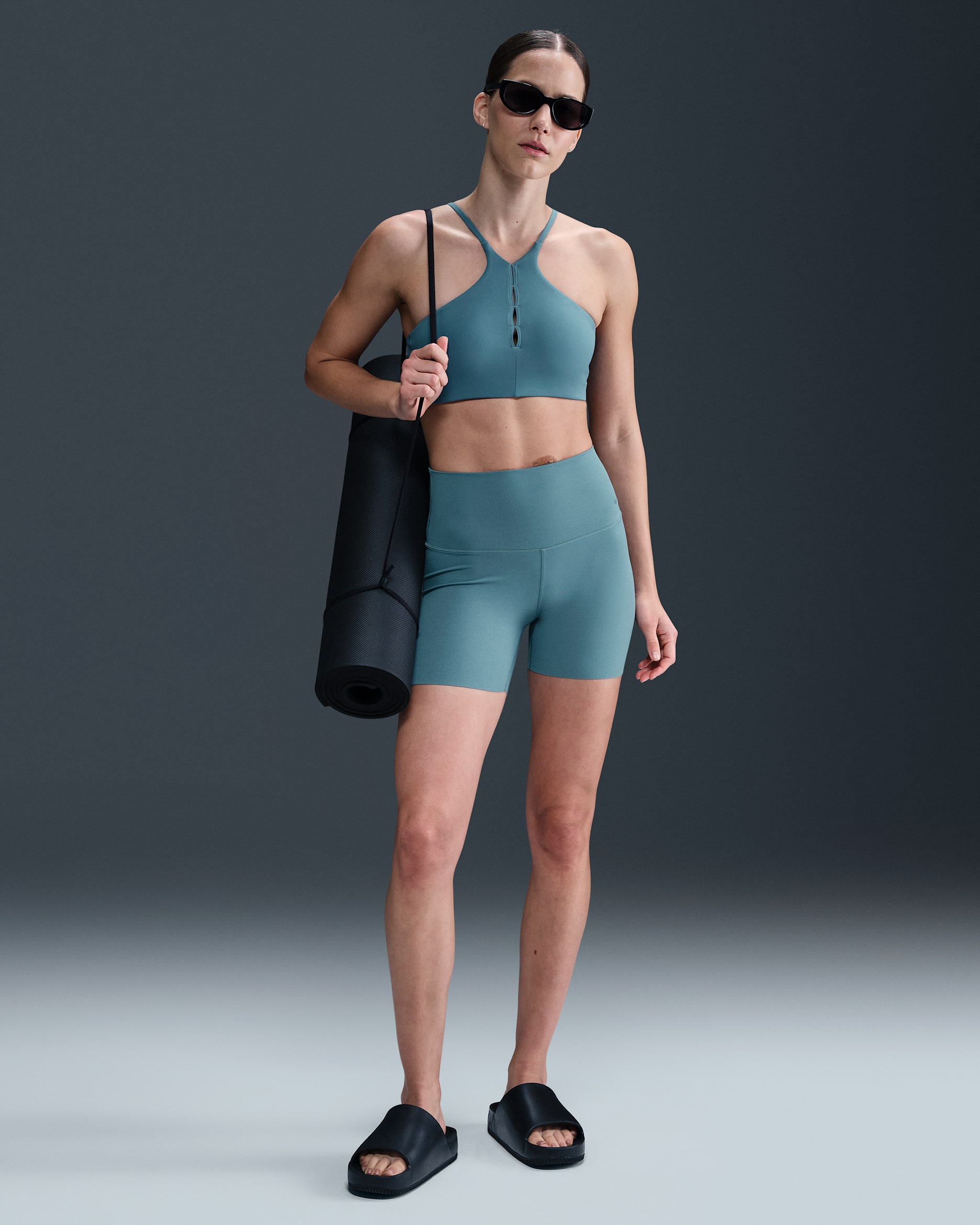 Shorts de ciclismo de tiro alto de 13 cm para mujer Nike Zenvy - Azul humeante/Negro