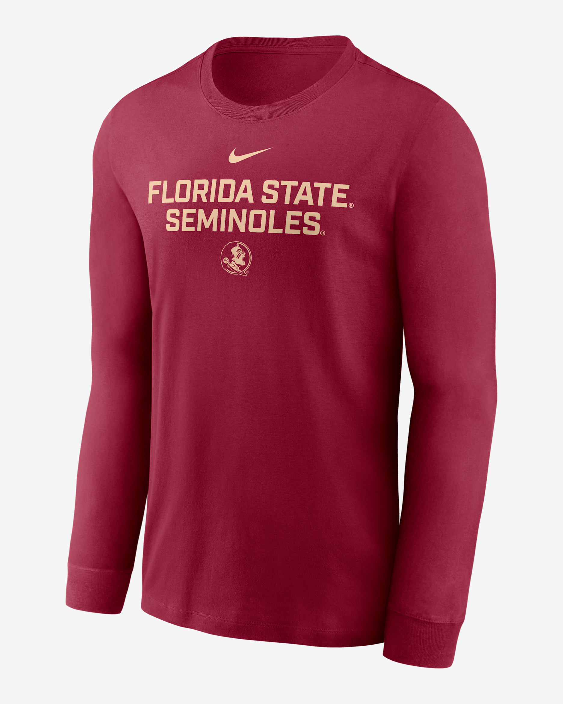 Playera de manga larga universitaria Nike Dri-FIT para hombre Florida State Sideline - Granate