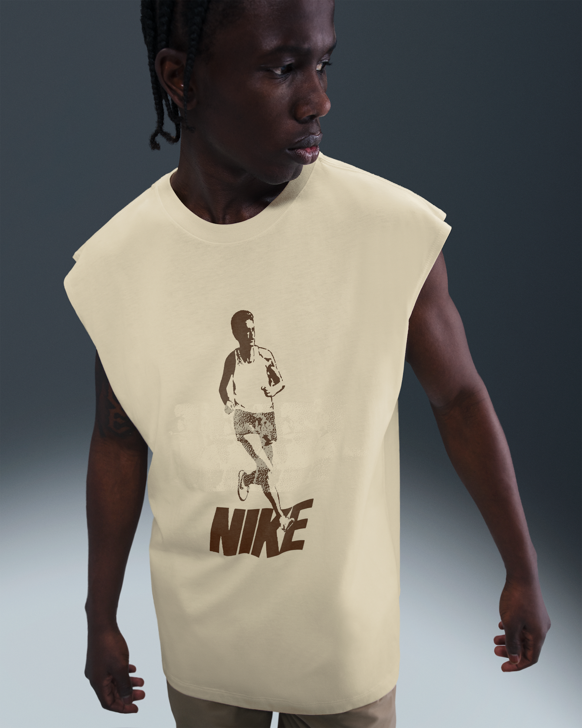 Nike Men's Sleeveless Running T-Shirt - Coconut Milk