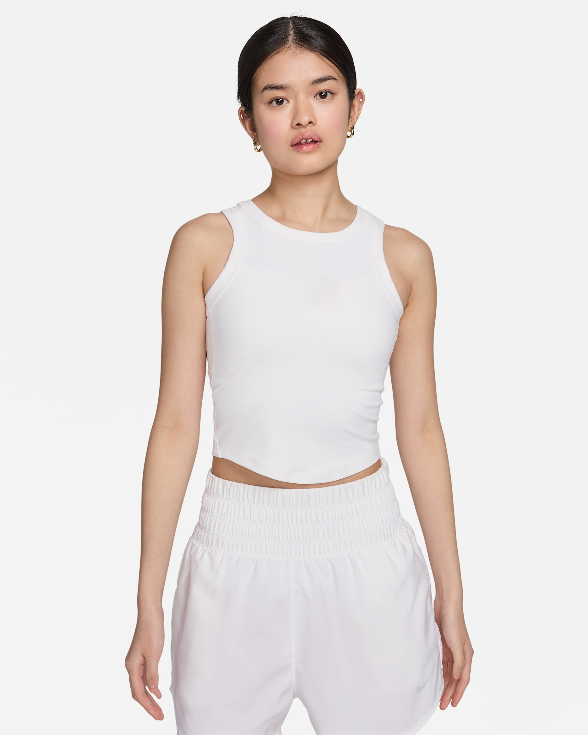 Nike One Fitted Women's Dri-FIT Cropped Tank Top - White/Black