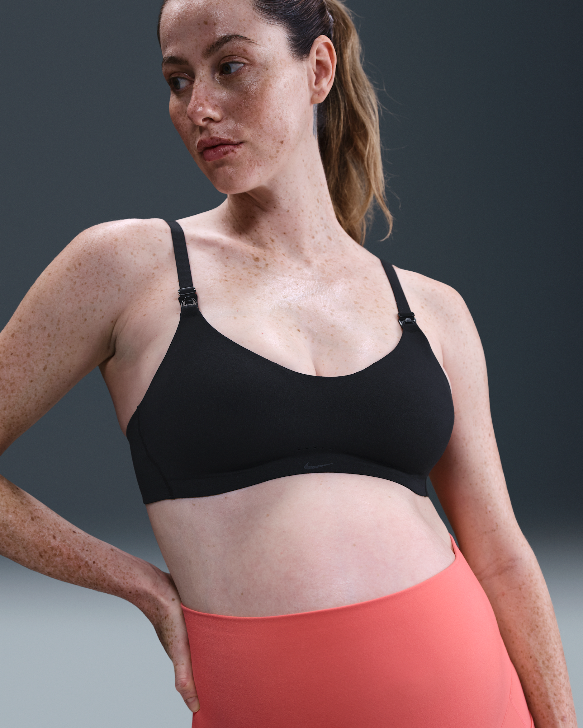 Nike (M) Alate Minimalist Women's Light-Support Padded Nursing Sports Bra (Maternity) - Black/Cool Grey Heather