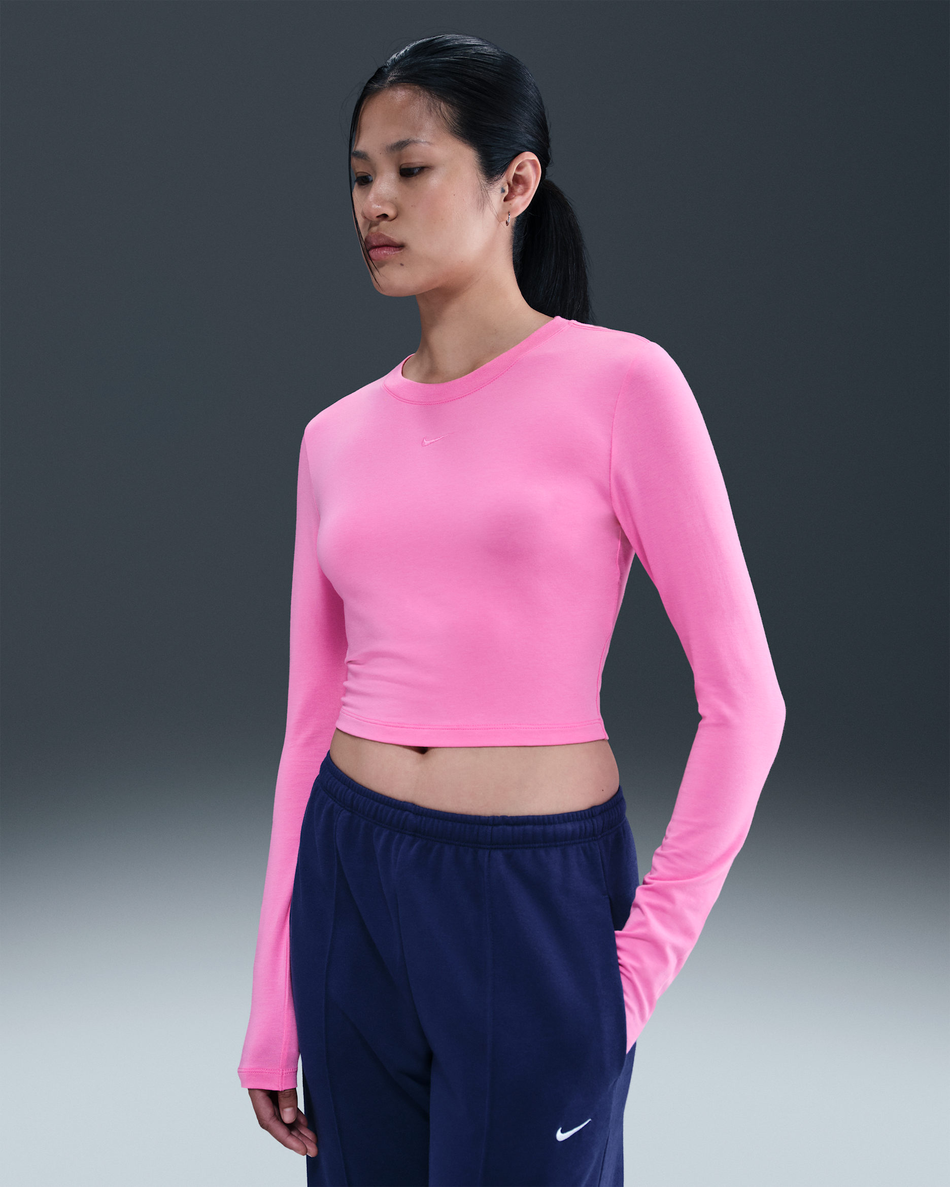 Nike Sportswear Chill Knit Women's Slim Long-Sleeve Cropped Top - Playful Pink