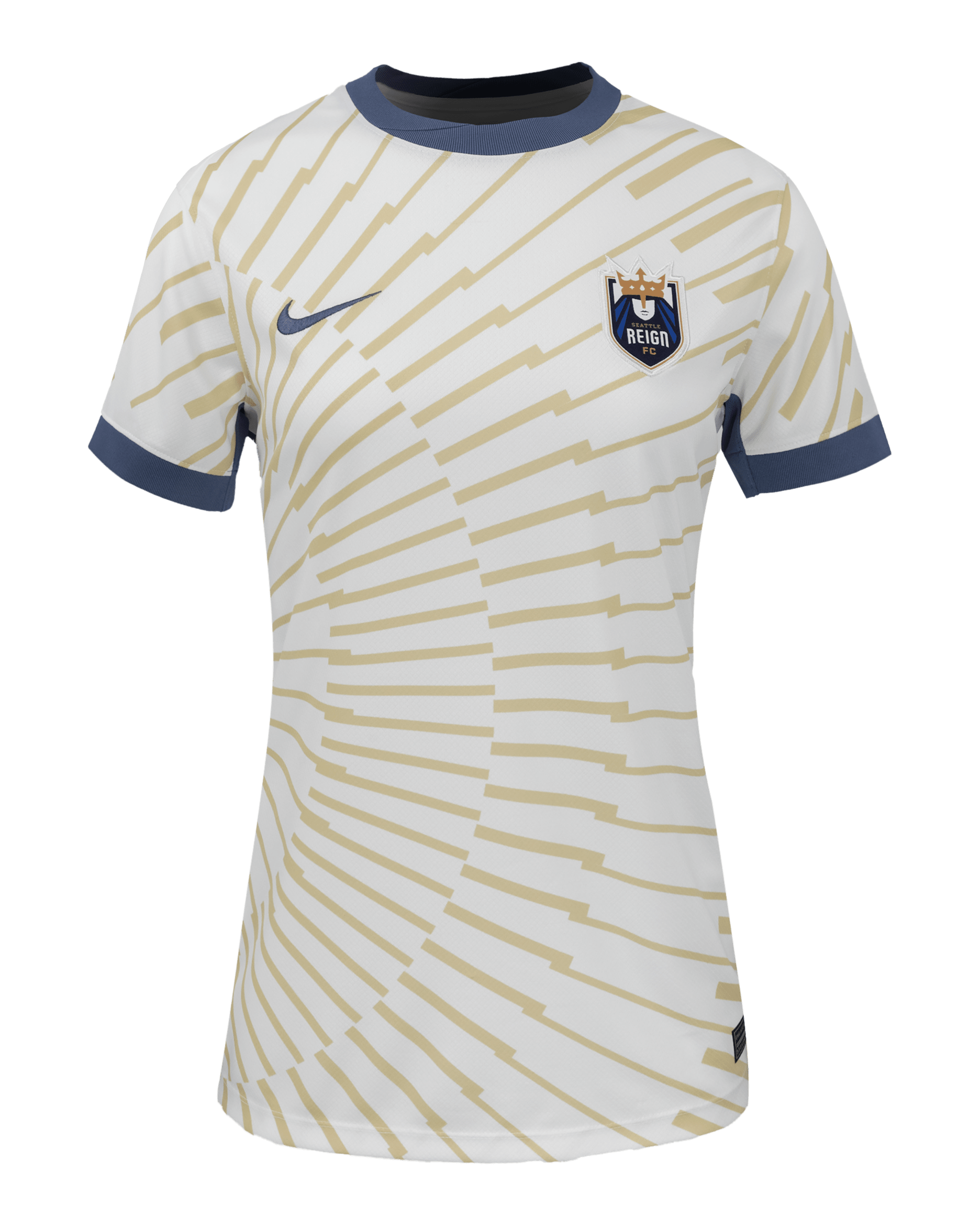 Jersey Nike Dri-FIT de la NWSL Replica para mujer Seattle Reign FC vistante 2025 Stadium - Blanco cumbre/Oro team