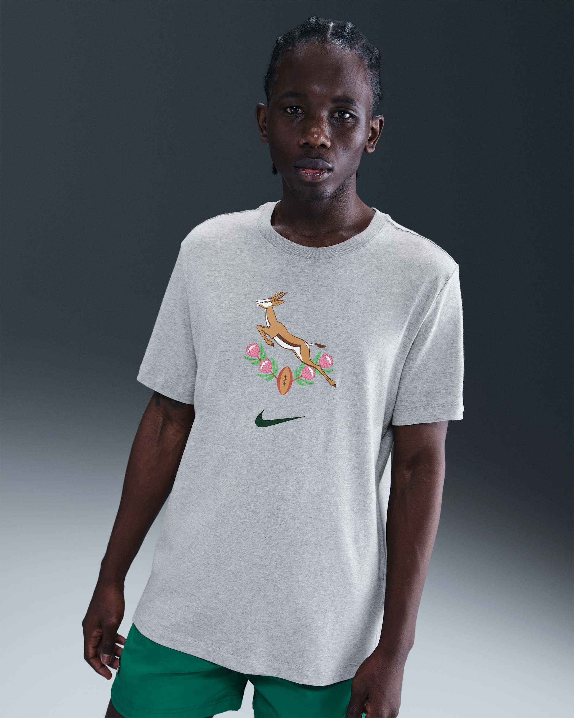 Springboks Samarreta de rugbi Nike - Home - Gris fosc jaspiat/Gorge Green