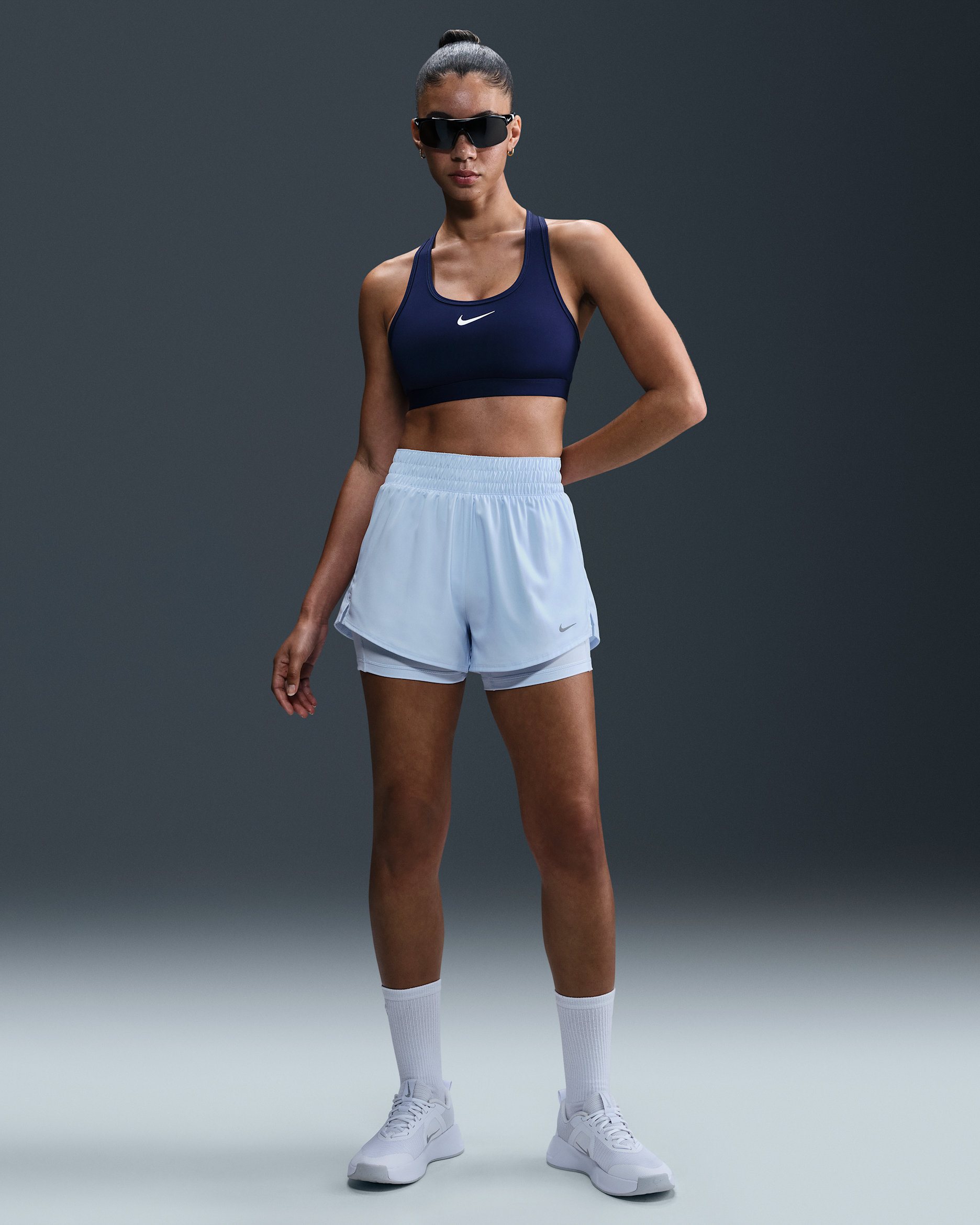 Nike One Women's Dri-FIT High-Waisted 3" 2-in-1 Shorts - Blue Tint