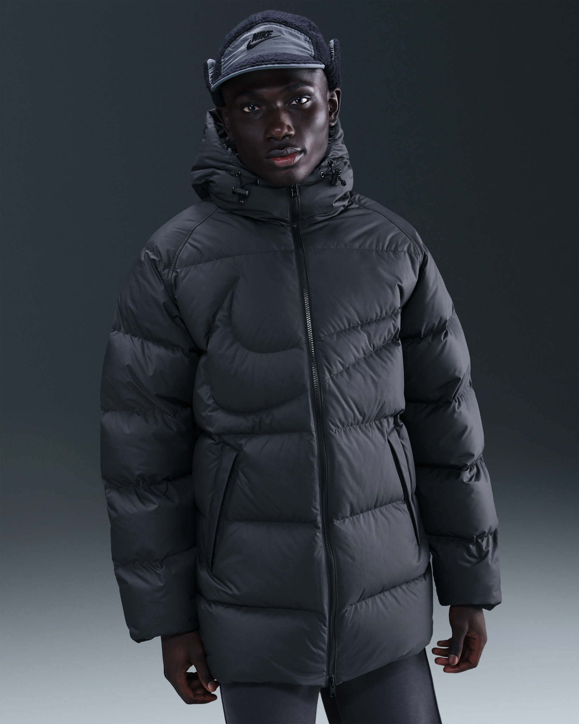 Nike Sportswear Club Men's Therma-FIT Loose Parka - Black/Black
