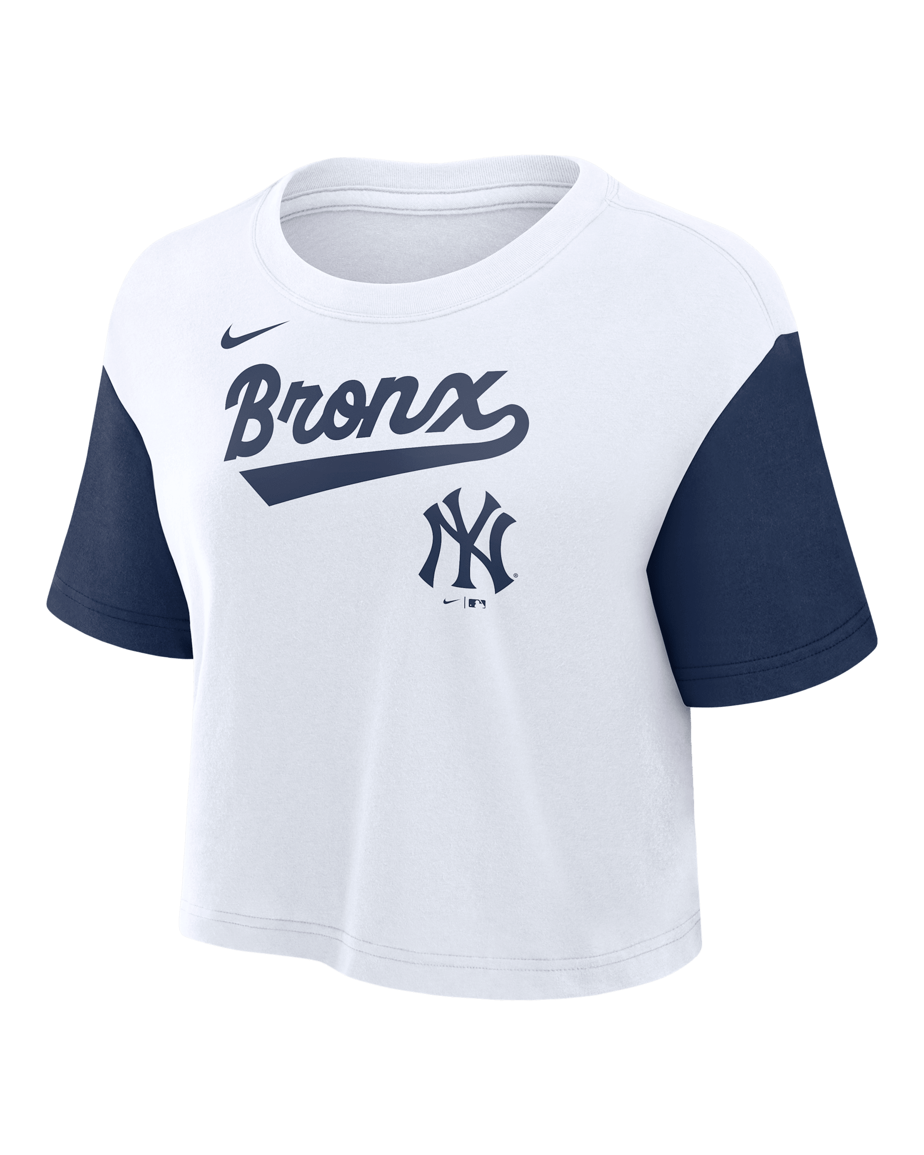 New York Yankees Script Women's Nike Dri-FIT MLB Cropped T-Shirt - White