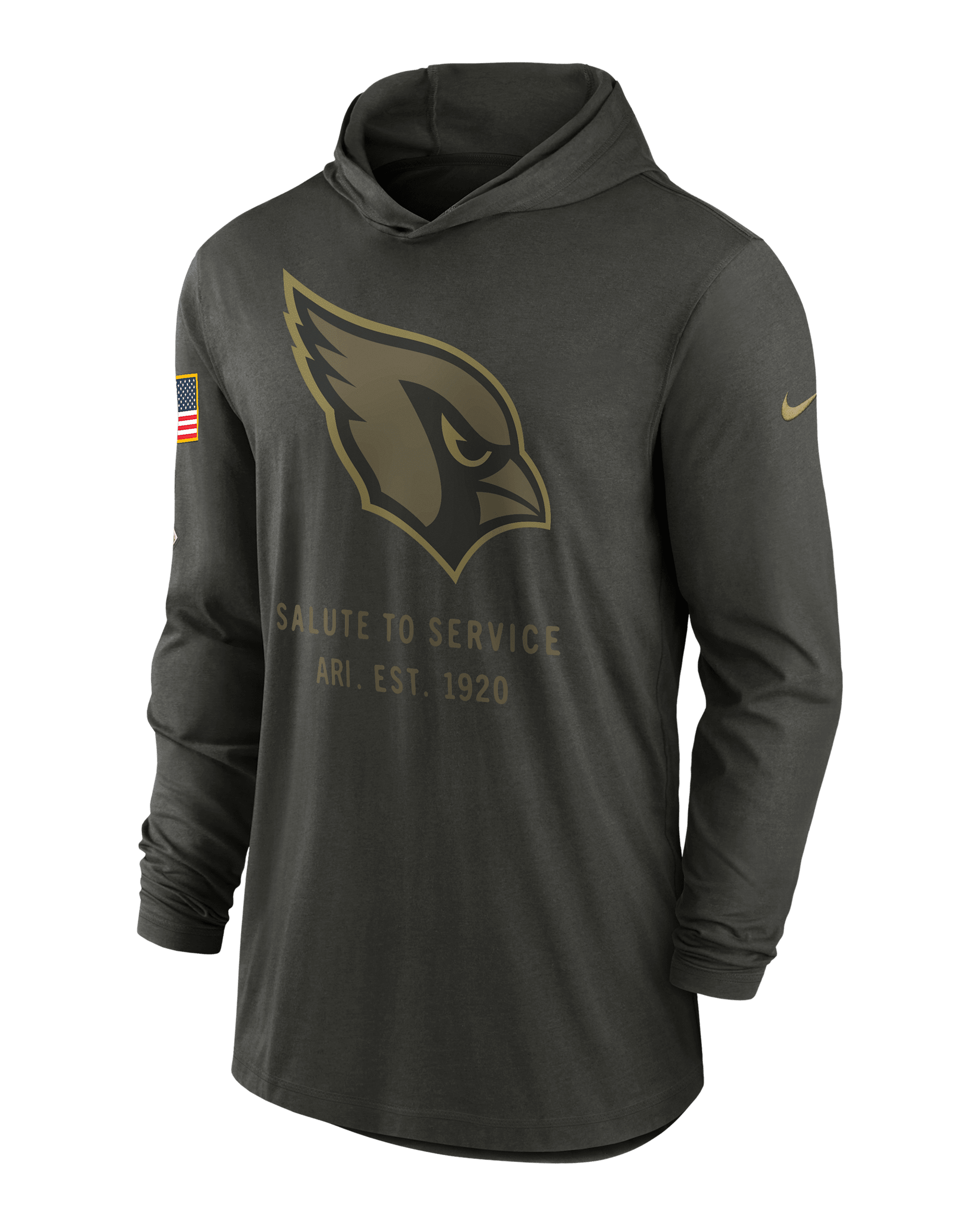 Arizona Cardinals Salute to Service Sideline Men’s Nike Dri-FIT NFL Long-Sleeve Hooded Top - Forest Green
