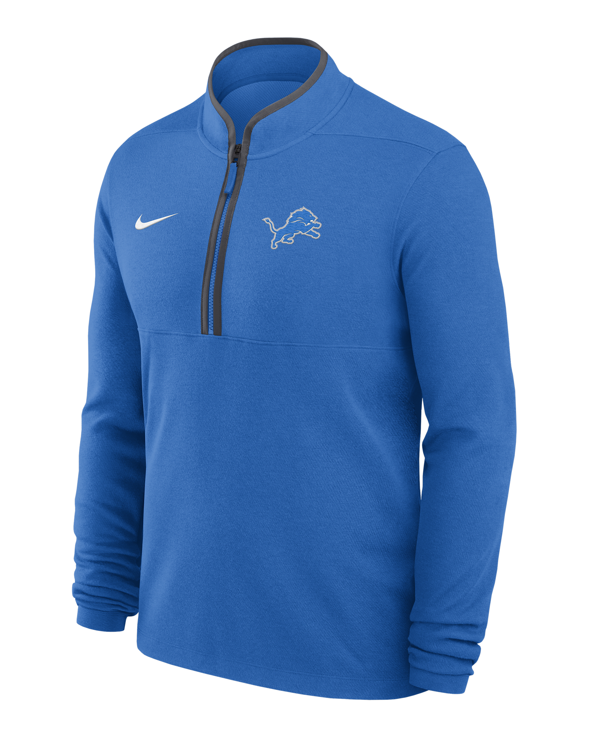 Detroit Lions Logo Victory Men's Nike Dri-FIT NFL 1/2-Zip Long-Sleeve Top - Blue