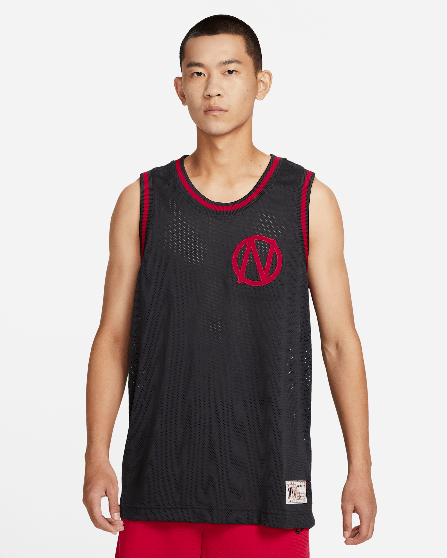 Nike Dri-FIT Men's Premium Basketball Jersey - Off-Noir/Gym Red
