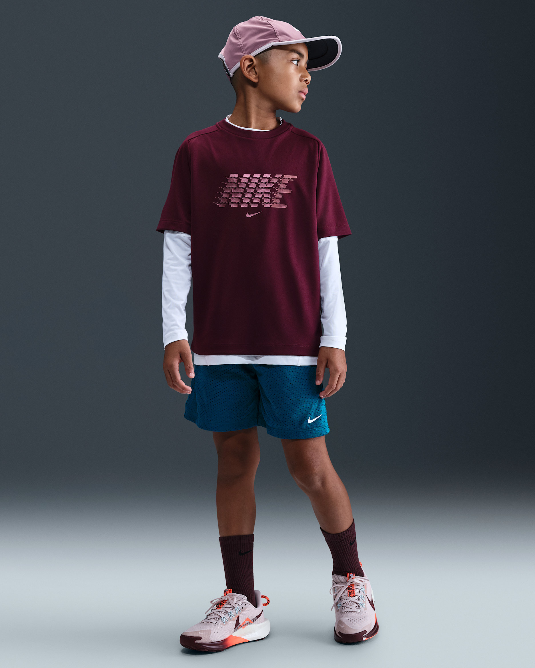 Nike Multi Big Kids' (Boys') Dri-FIT Mesh Shorts - Green Abyss/White