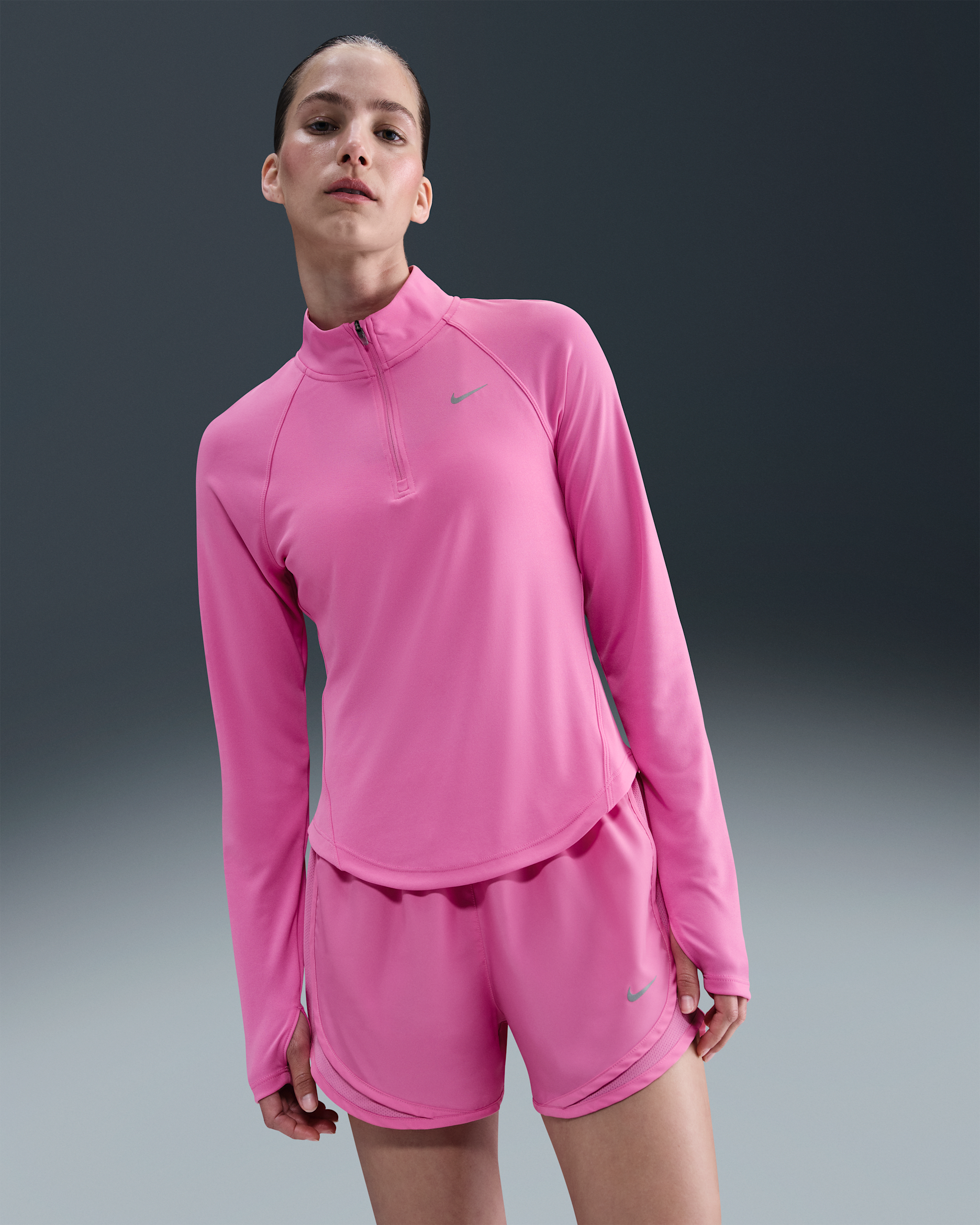 Nike Tempo Swoosh Run Women's Dri-FIT 1/4-Zip Running Top - Playful Pink/White