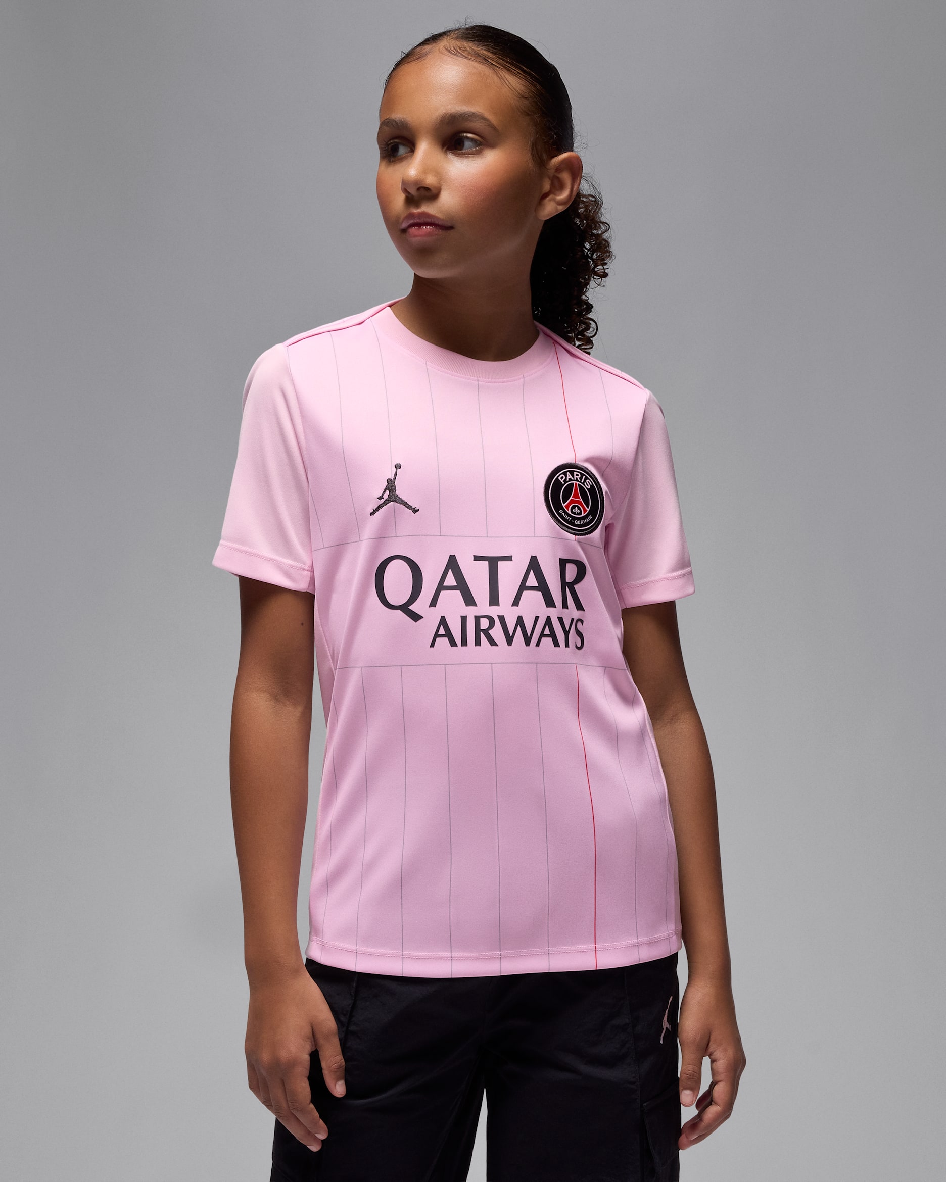 Paris Saint-Germain Academy Pro Fourth Older Kids' Jordan Dri-FIT Football Pre-Match Top - Pink Foam/Particle Grey/Off-Noir