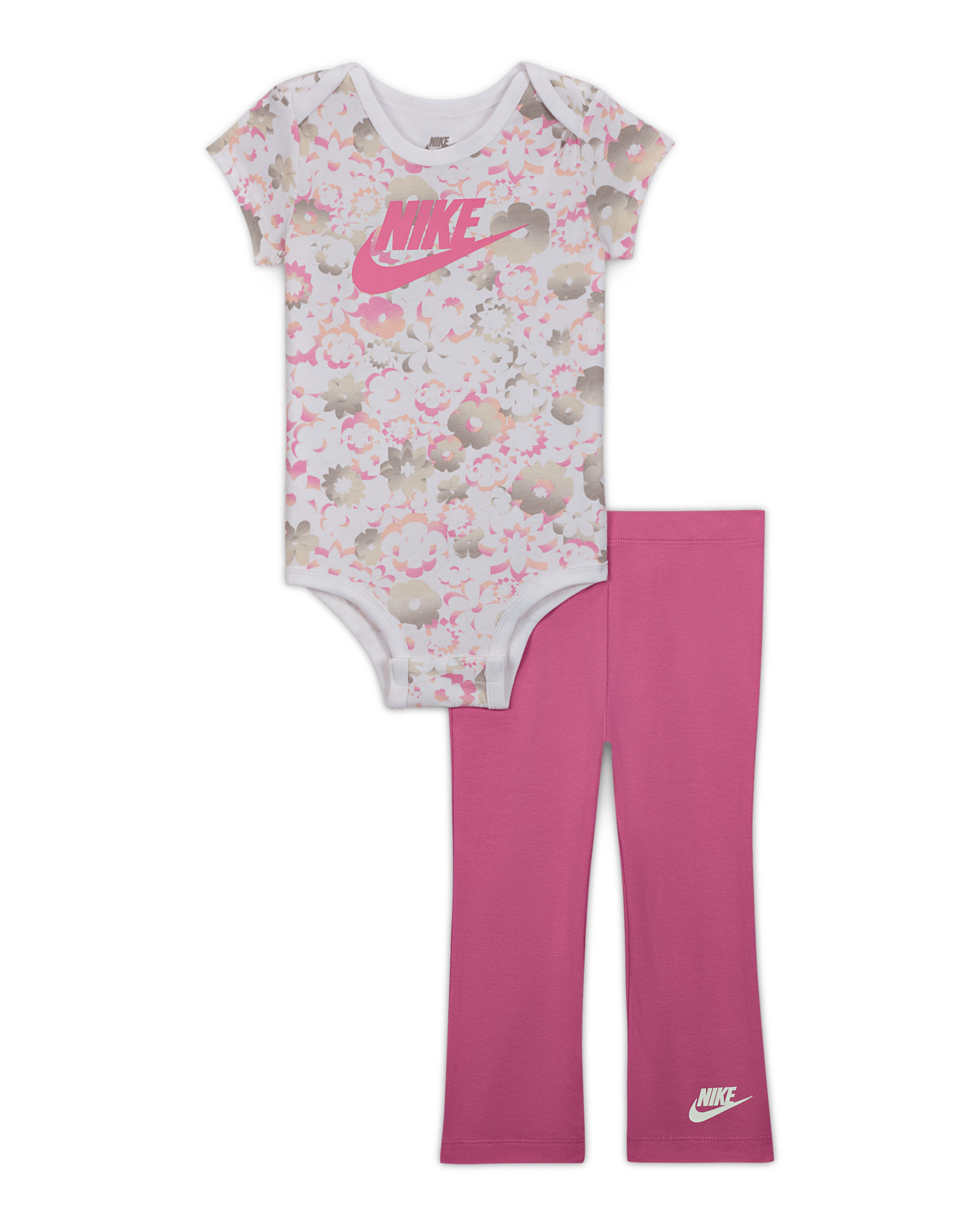Nike Flow-Ral Baby 2-Piece Bodysuit and Leggings Set - Magic Flamingo