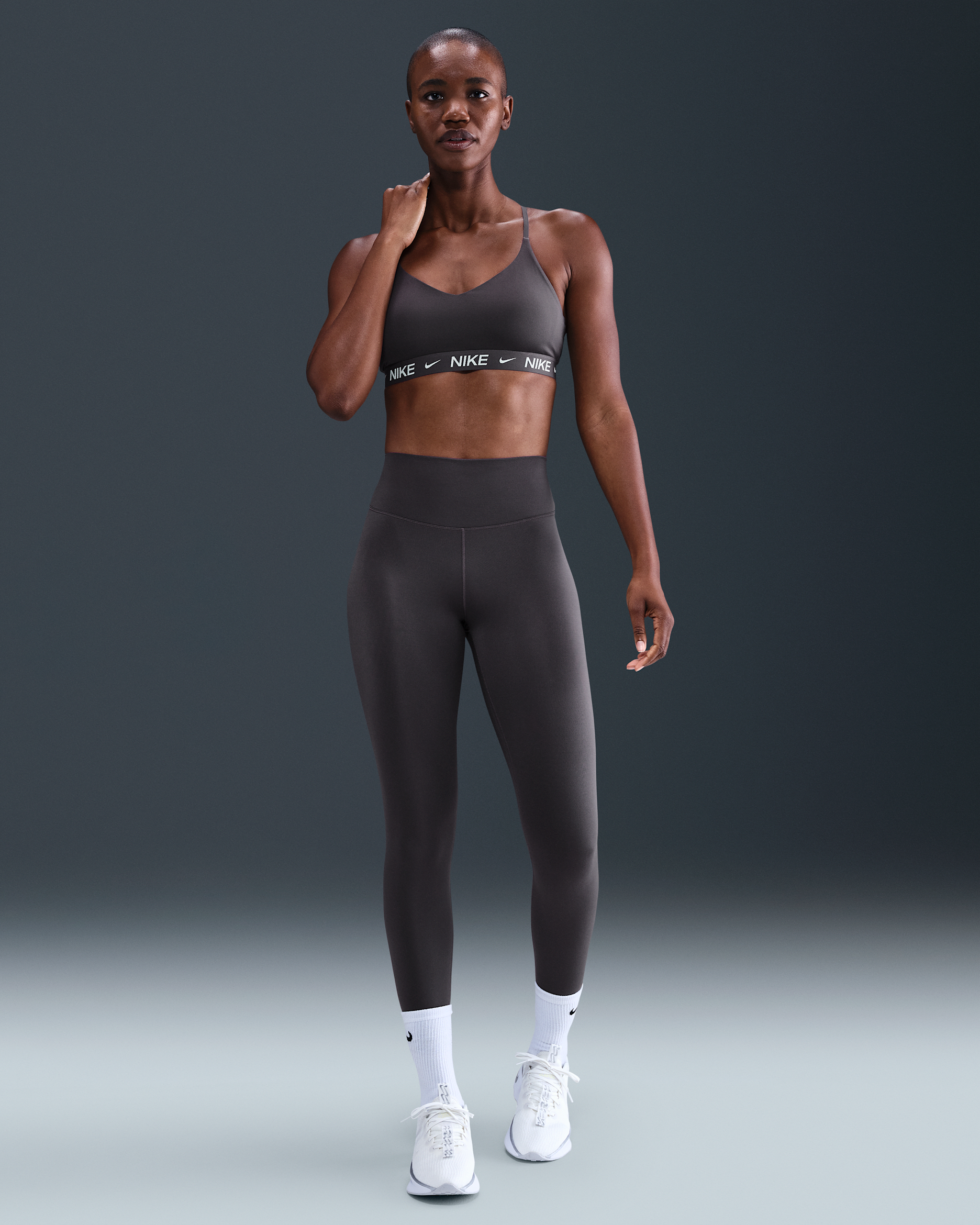 Nike One Women's Therma-FIT High-Waisted Full-Length Leggings - Thunder Grey/White