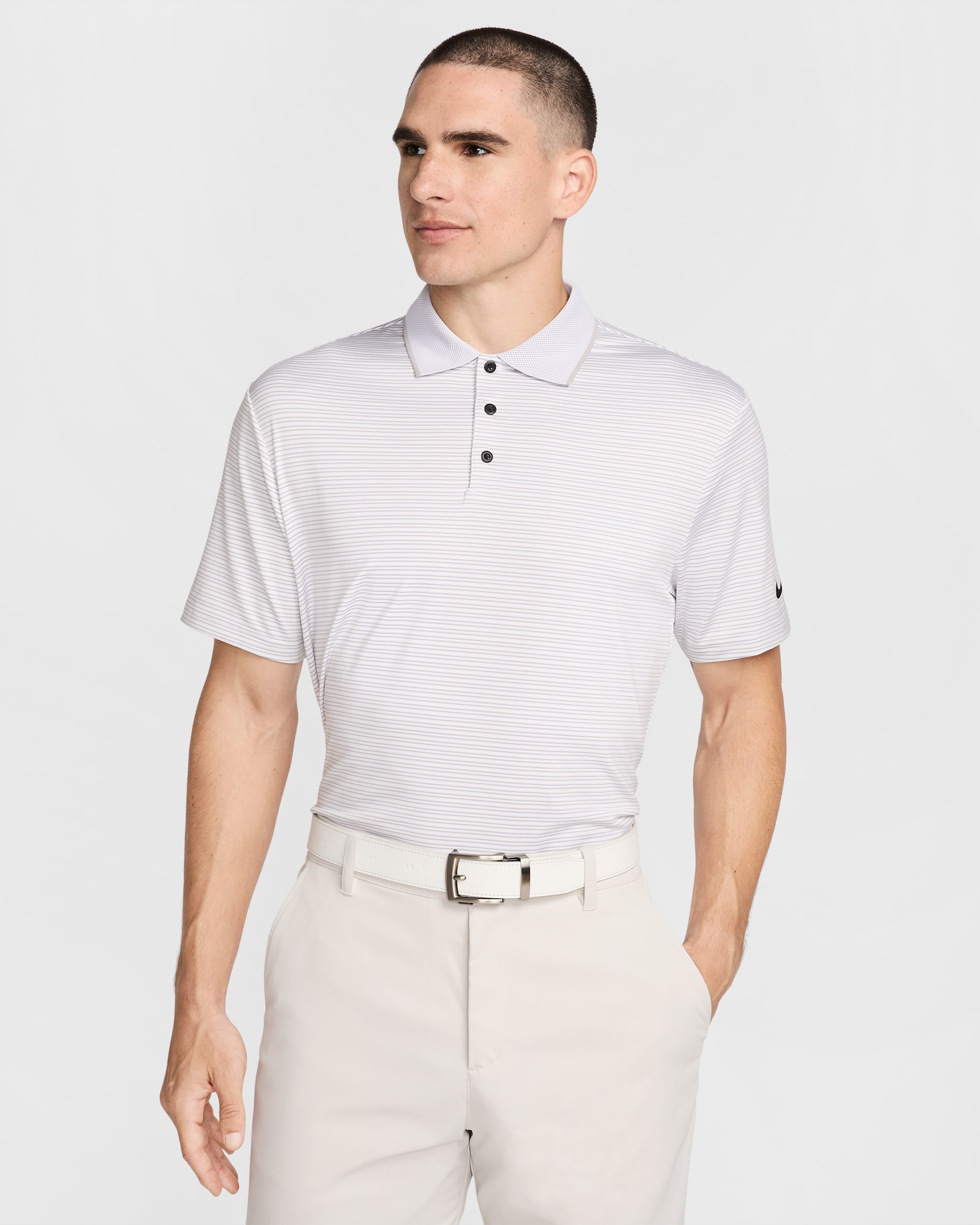 Nike Tour Men's Dri-FIT Striped Golf Polo - White/Black