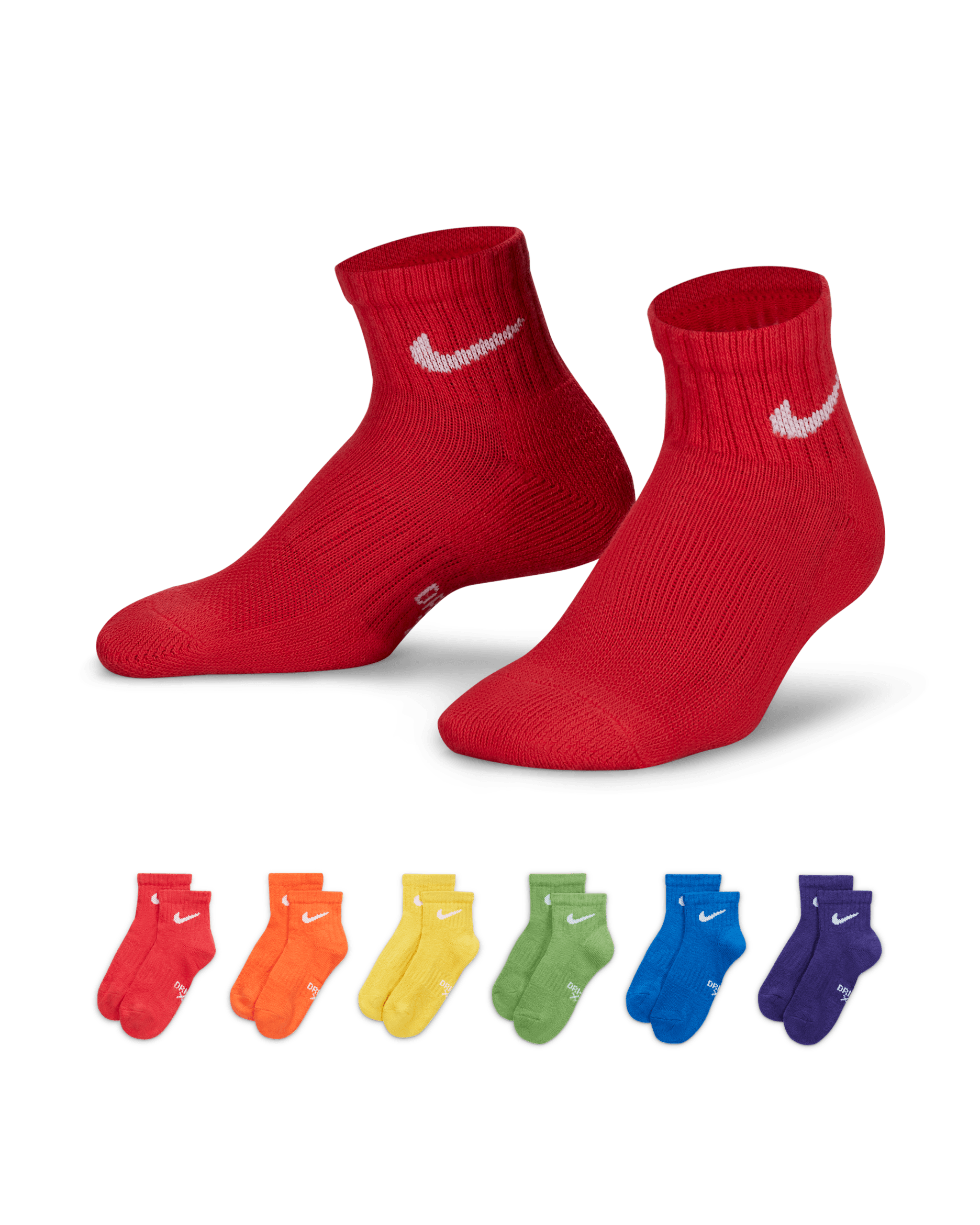 Nike Dri-FIT Younger Kids' Ankle Socks (6-Pack) - Multi-Colour