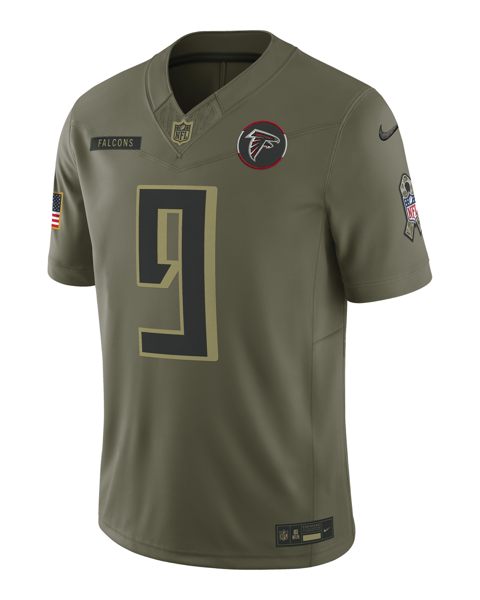 Jersey Nike Dri-FIT de la NFL Limited para hombre Michael Penix Jr. Atlanta Falcons Salute to Service - Oliva medio