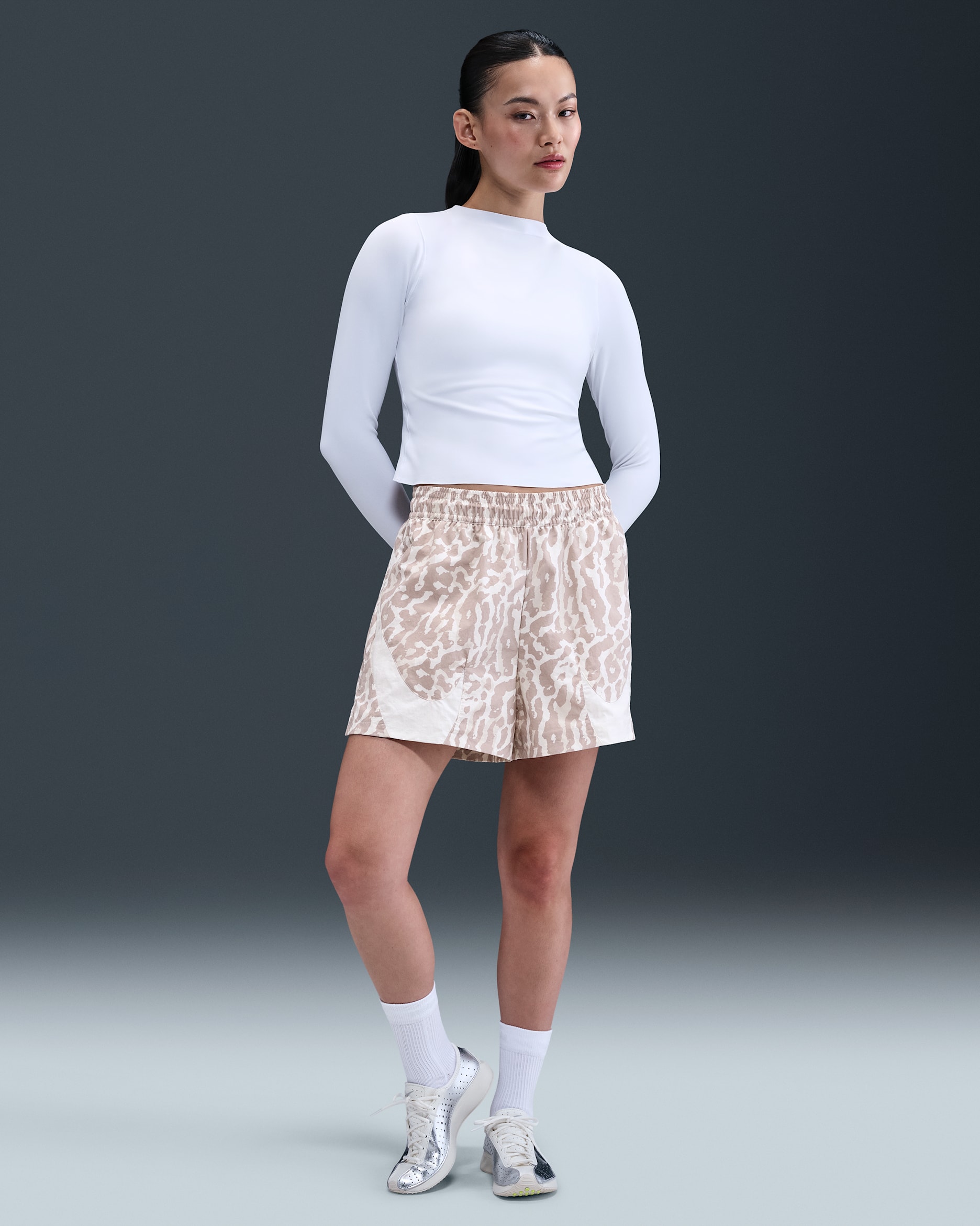 Nike Sportswear Women's Woven Printed Shorts - College Grey/Sail