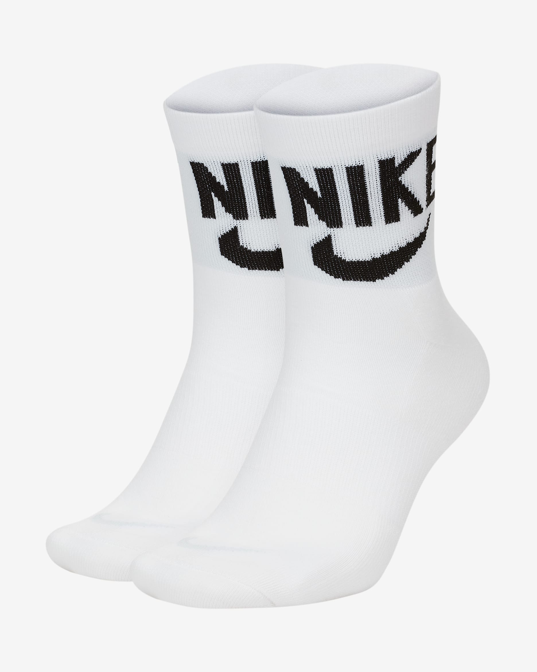 Nike Heritage Ankle Socks (2 Pairs) - White/Black