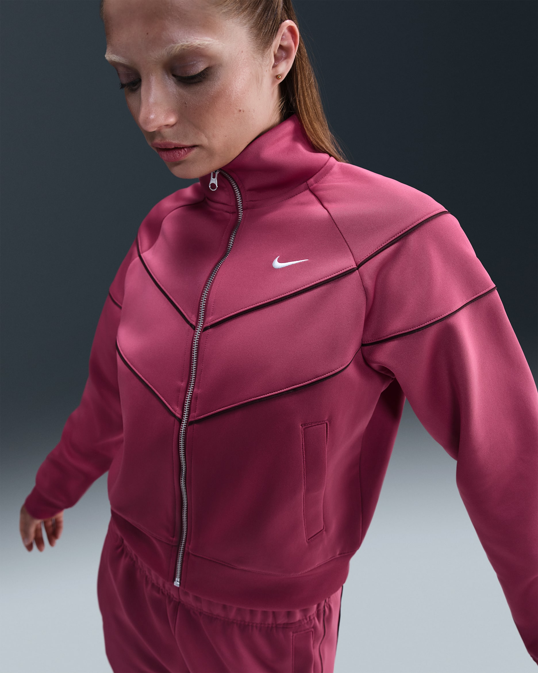Nike Sportswear Windrunner-strikjakke til kvinder - Sweet Beet/Burgundy Crush/Sail