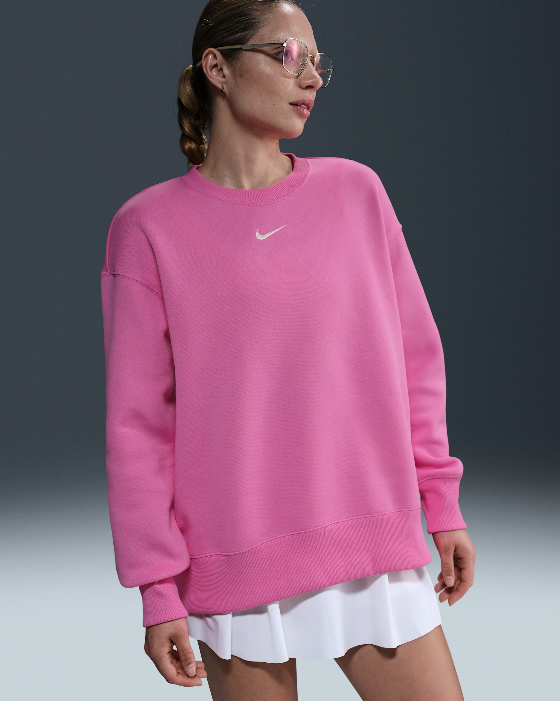 Nike Sportswear Phoenix Fleece Women's Oversized Crew-Neck Sweatshirt - Playful Pink/Sail