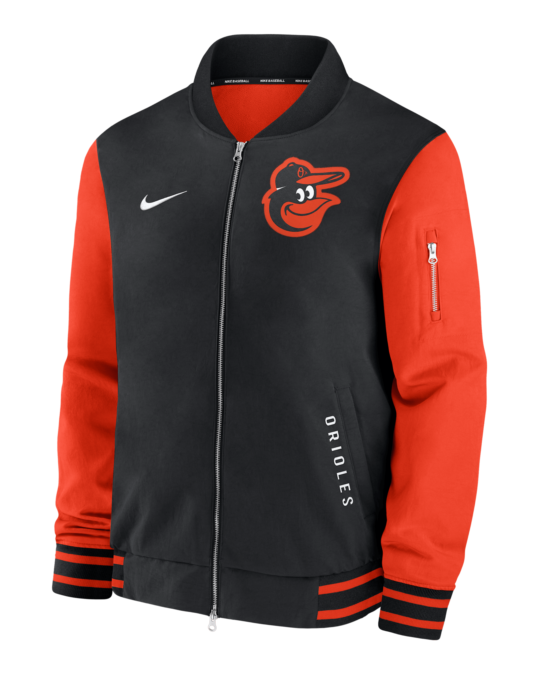 Baltimore Orioles Authentic Collection Dugout Men's Nike MLB Full-Zip Bomber Jacket - Black