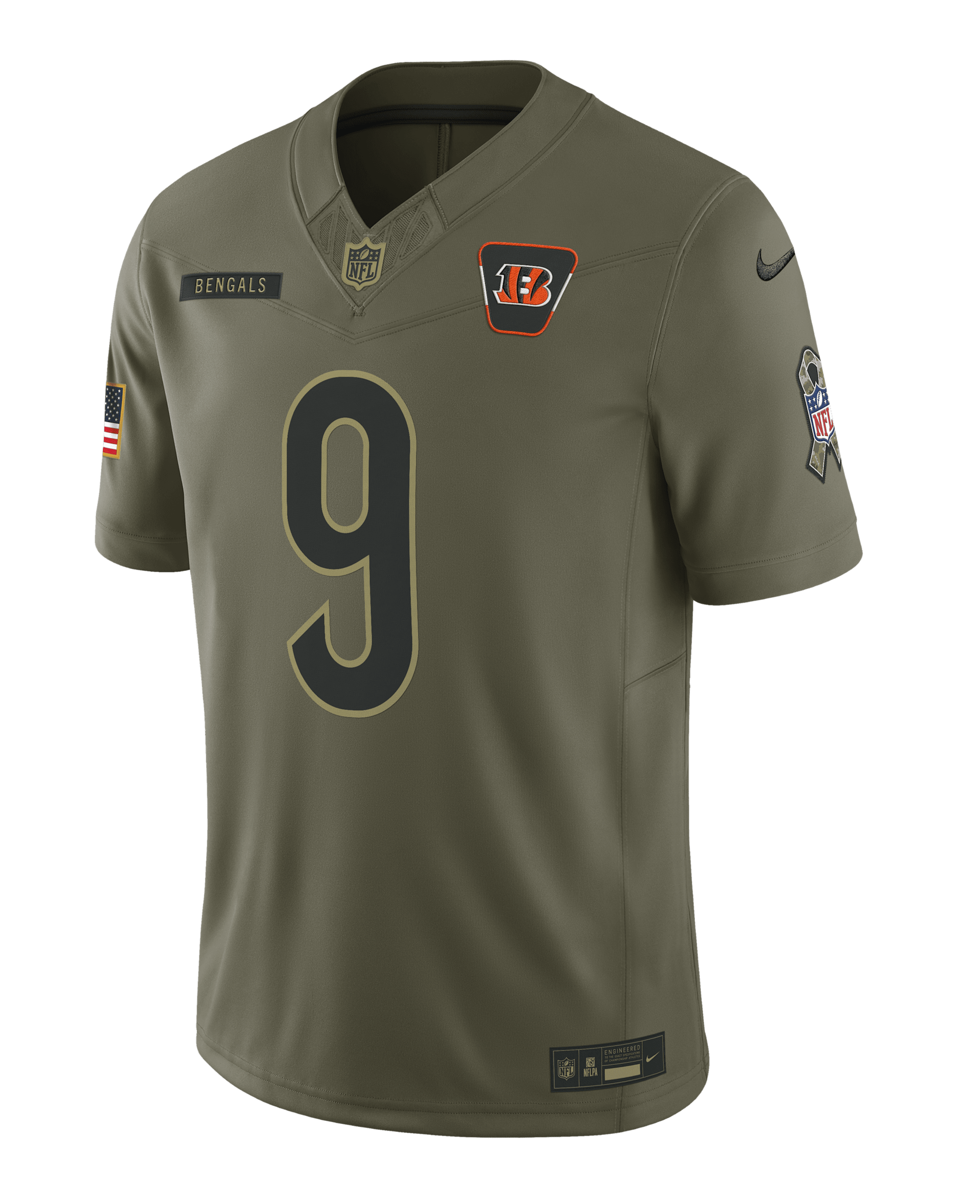 Joe Burrow Cincinnati Bengals Salute to Service Men's Nike Dri-FIT NFL Limited Jersey - Olive