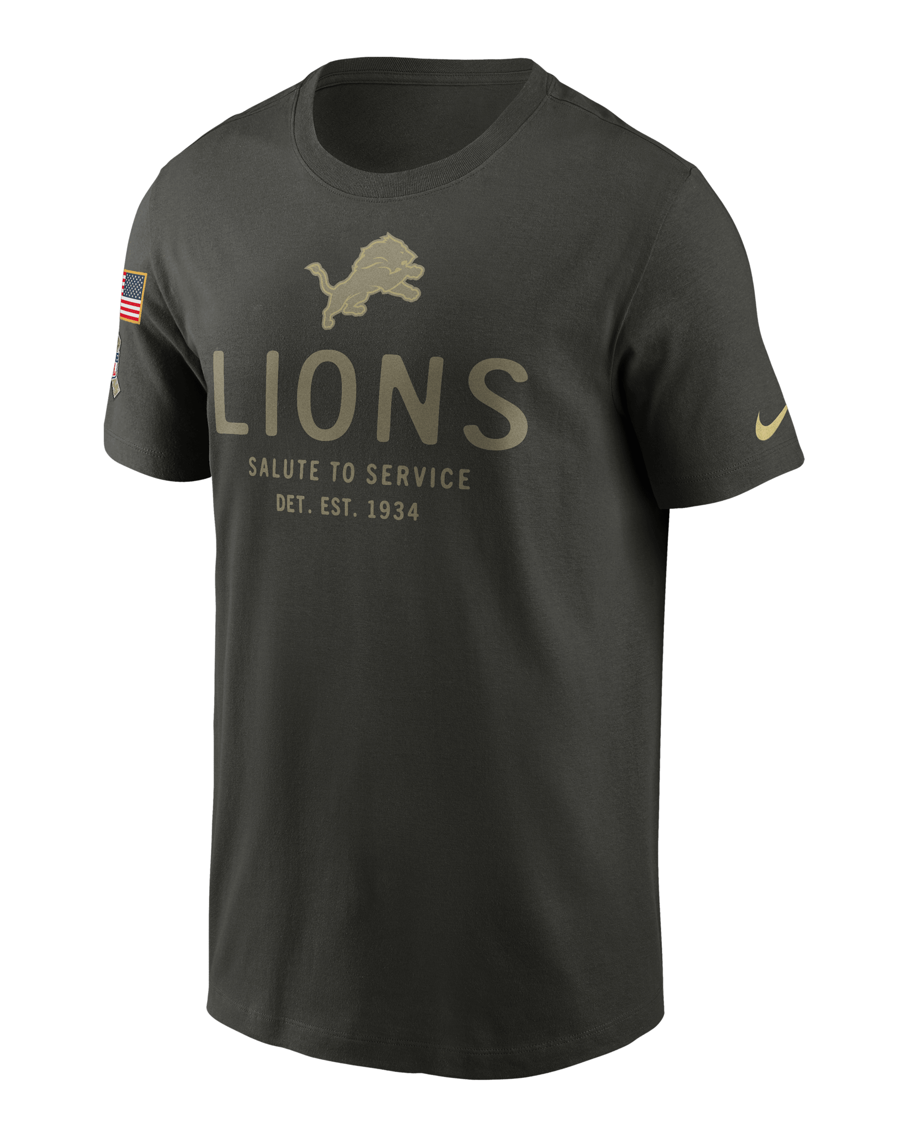 Detroit Lions Salute to Service Sideline Primary Edge Men's Nike Dri-FIT NFL T-Shirt - Sequoia