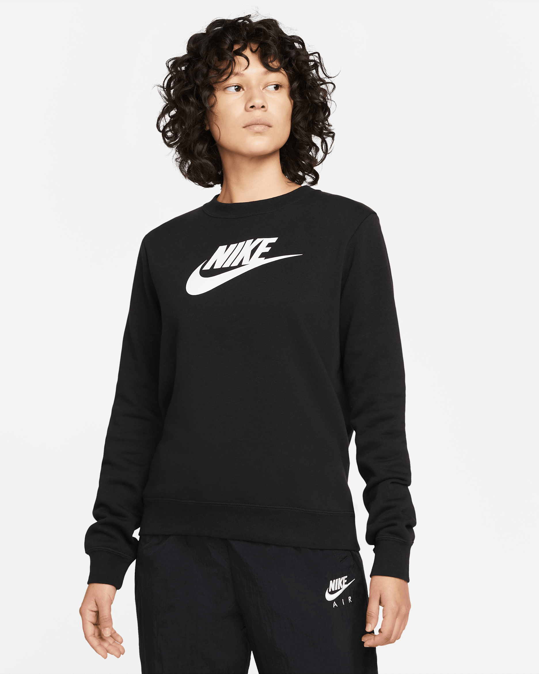Nike Sportswear Club Fleece Women's Logo Crew-Neck Sweatshirt - Black/White