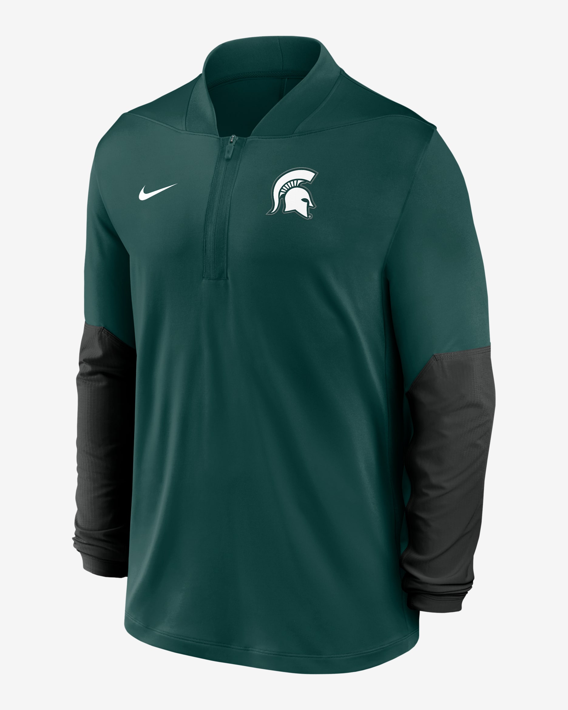 Playera universitaria Nike Dri-FIT de medio cierre para hombre Michigan State - Verde